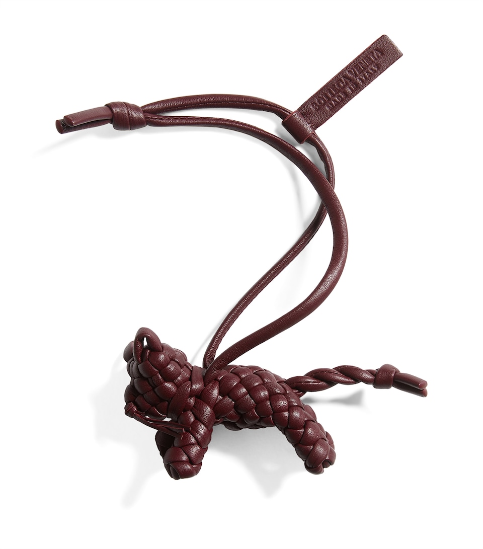 Leather Intrecciato Cat Charm