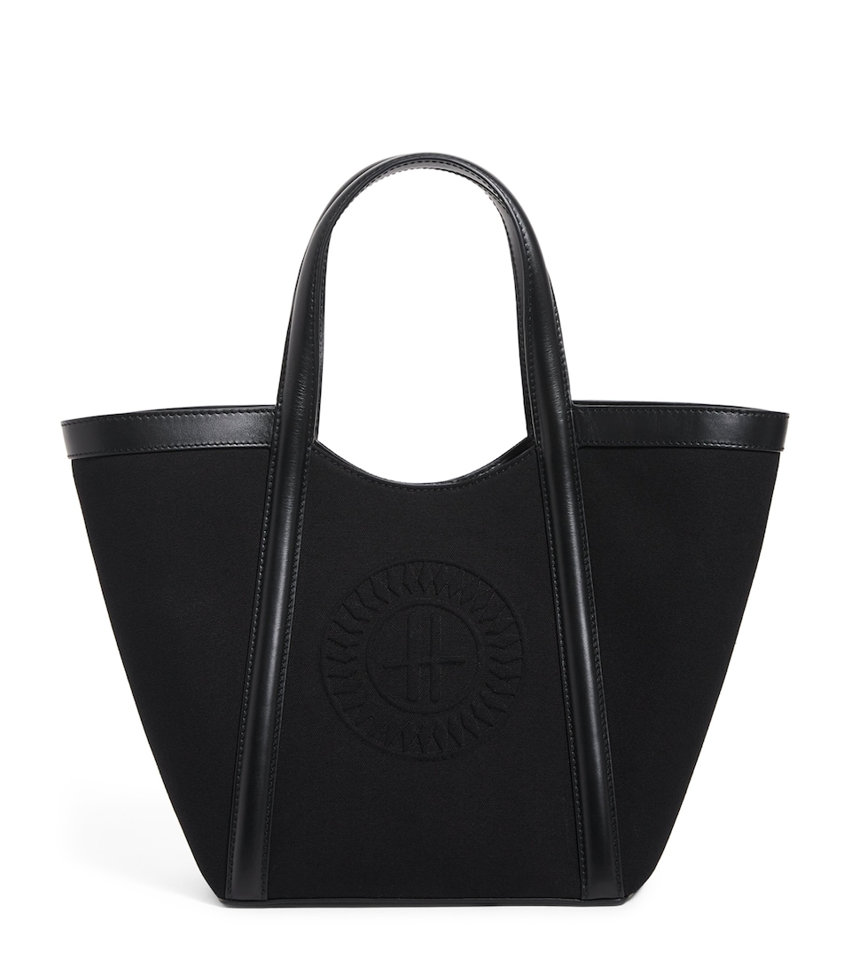 Small Canvas-Leather Embossed Tote Bag