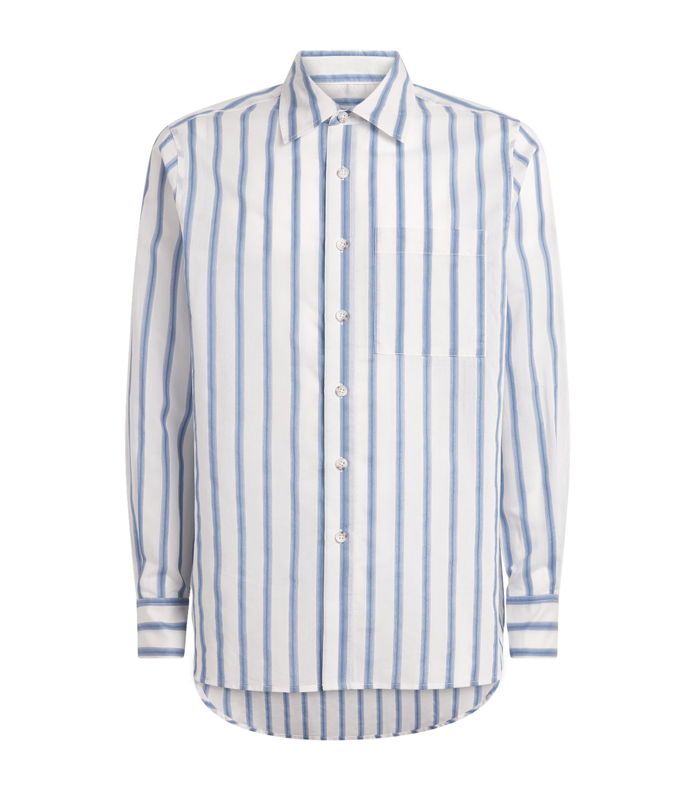 COMMAS Mens Cotton Silk Gradient-Stripe Shirt Blue