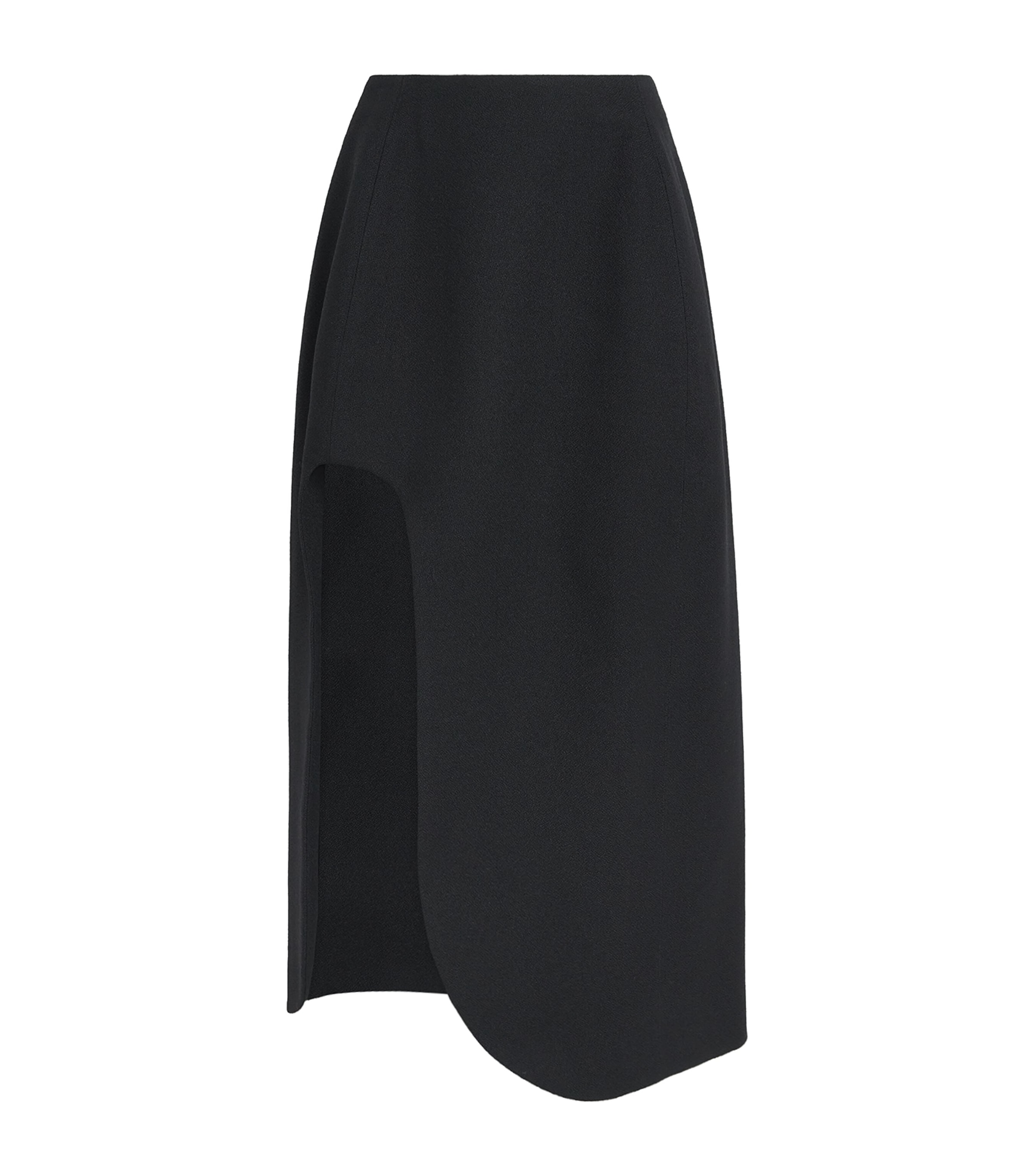 Jil Sander Womens Wool Sablé Midi Skirt Black