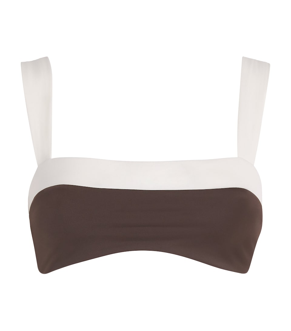AWAY THAT DAY Womens Square-Neck Grenada Bikini Top Espresso/ivory