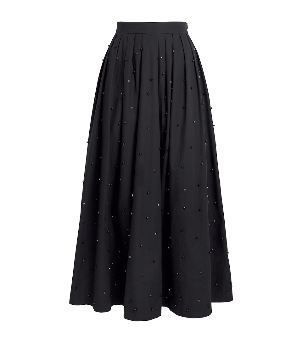 Maje Womens Cotton Embellished Midi Skirt Black