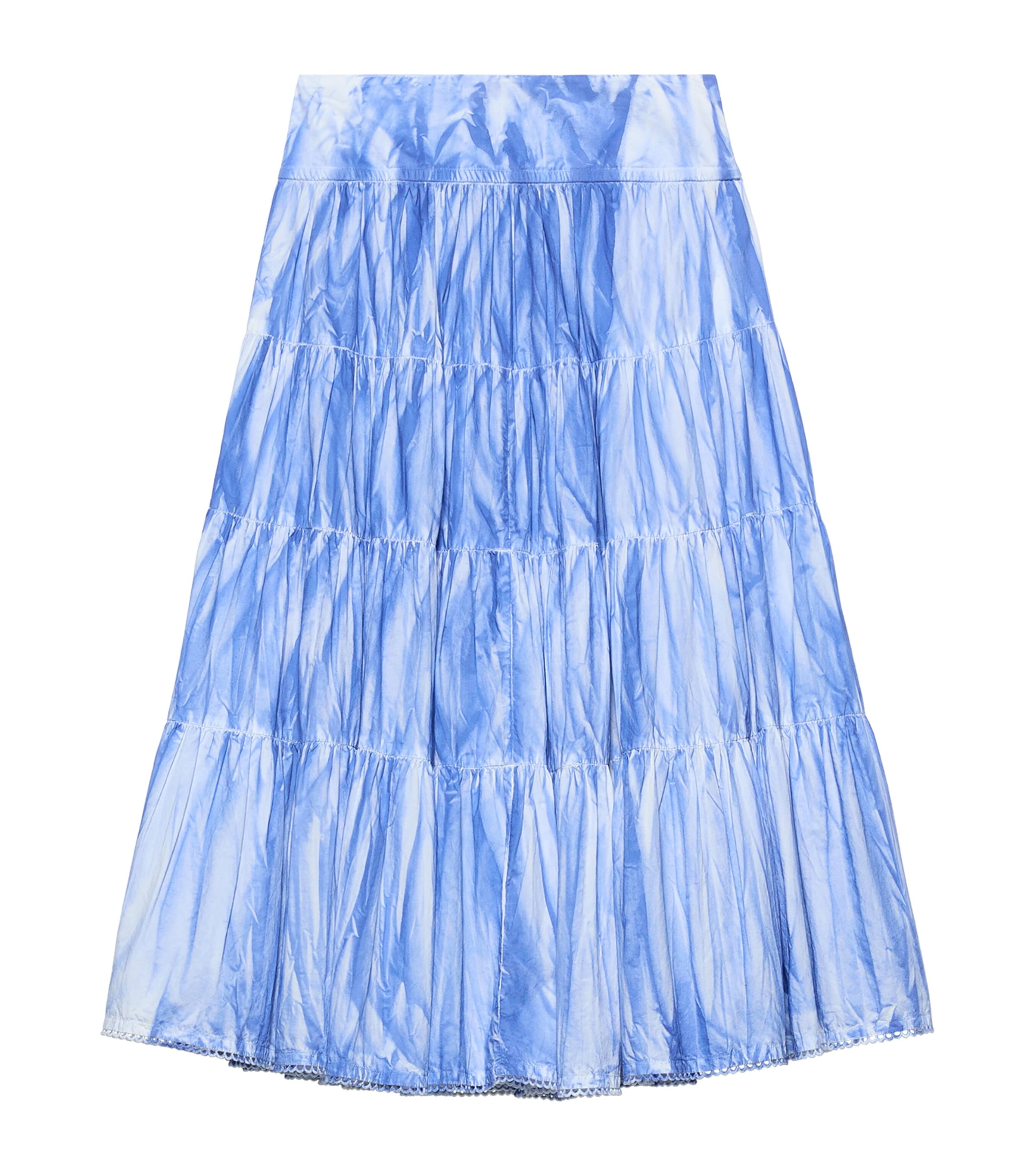 MAX&Co. Womens Cotton Palomba Tiered Midi Skirt Light Blue