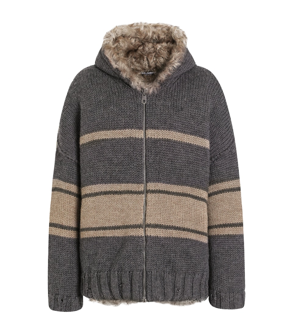 Wool Fur-Trimmed Hoodie