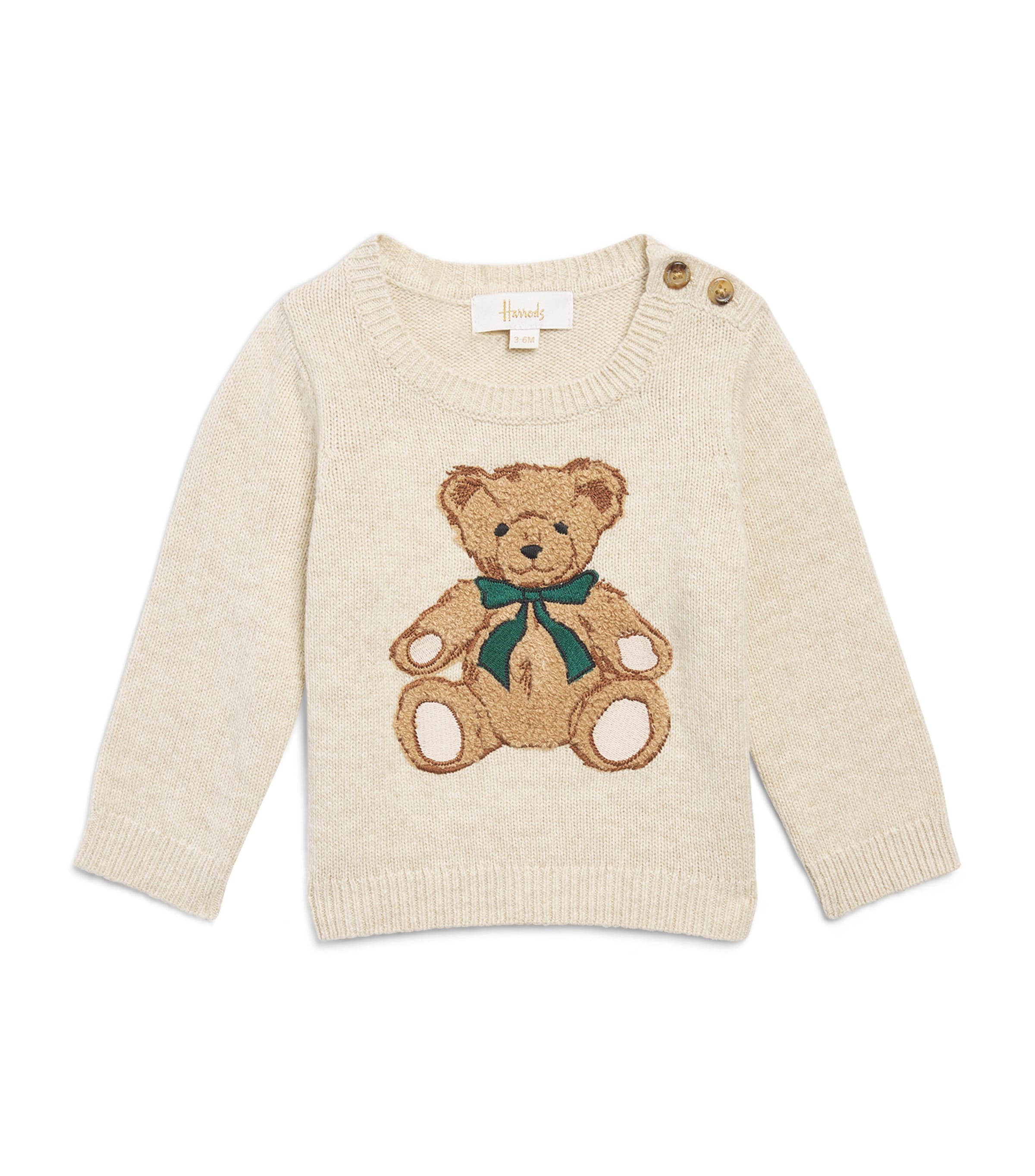 Harrods Cotton Bear Sweater (0-18 Months) Oatmeal