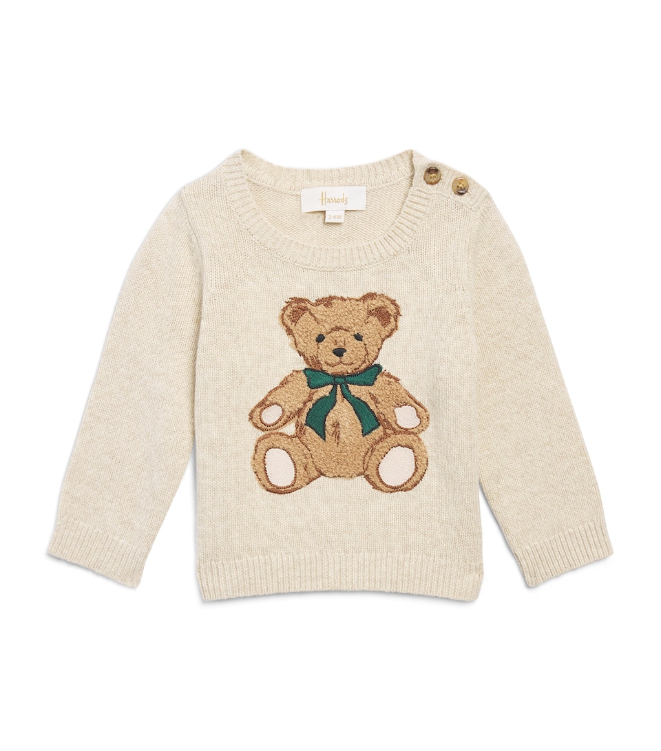 Harrods Cotton Bear Sweater (0-18 Months) Oatmeal
