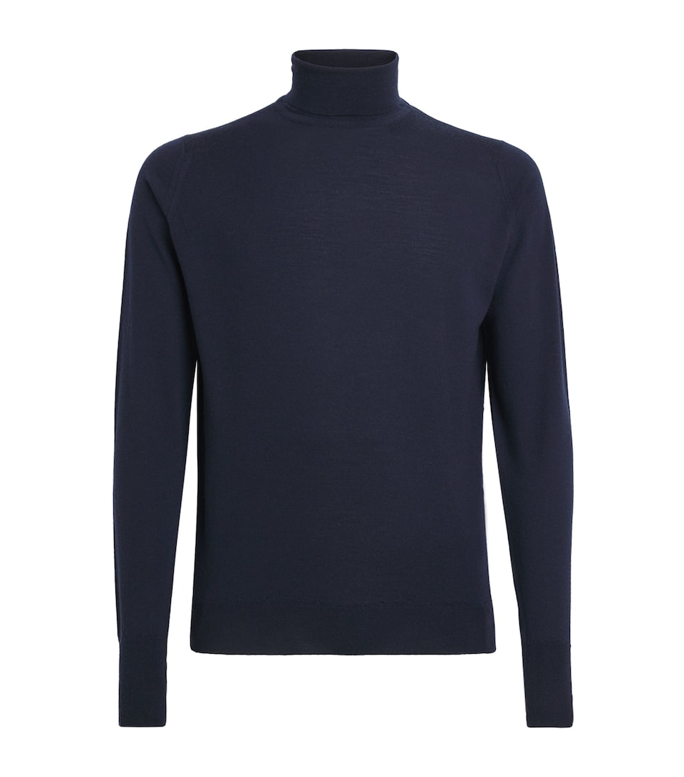 Alan Scott Mens Superfine Merino Wool Rollneck Sweater Midnight