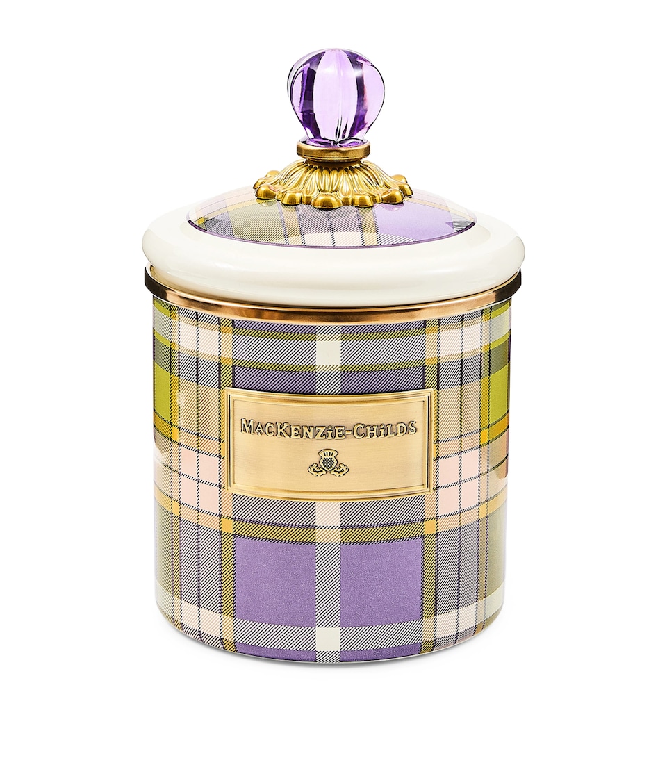 MacKenzie-Childs Small Steel Violet Check Canister (12cm) Violet
