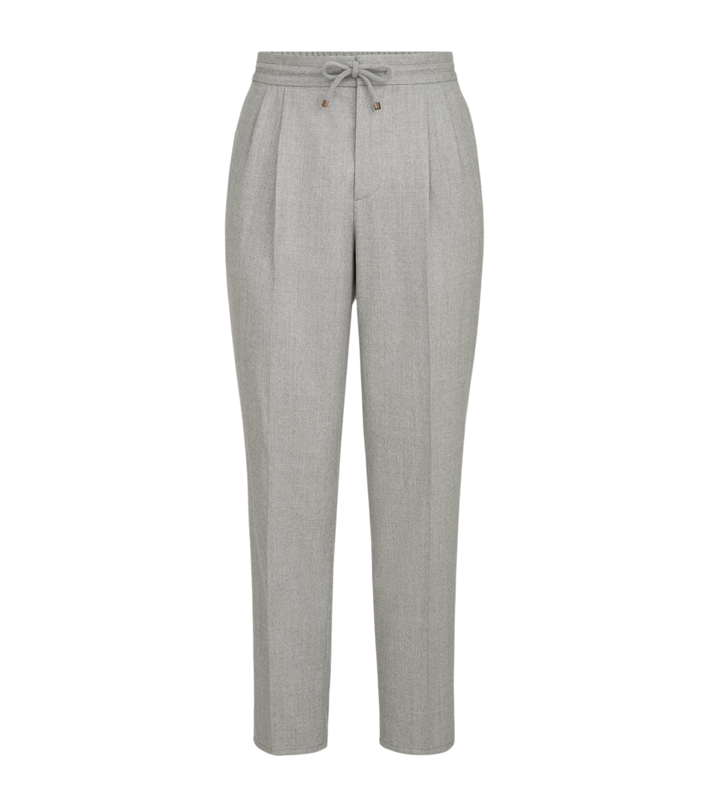 Brunello Cucinelli Mens Virgin Wool Pleated Drawstring Trousers