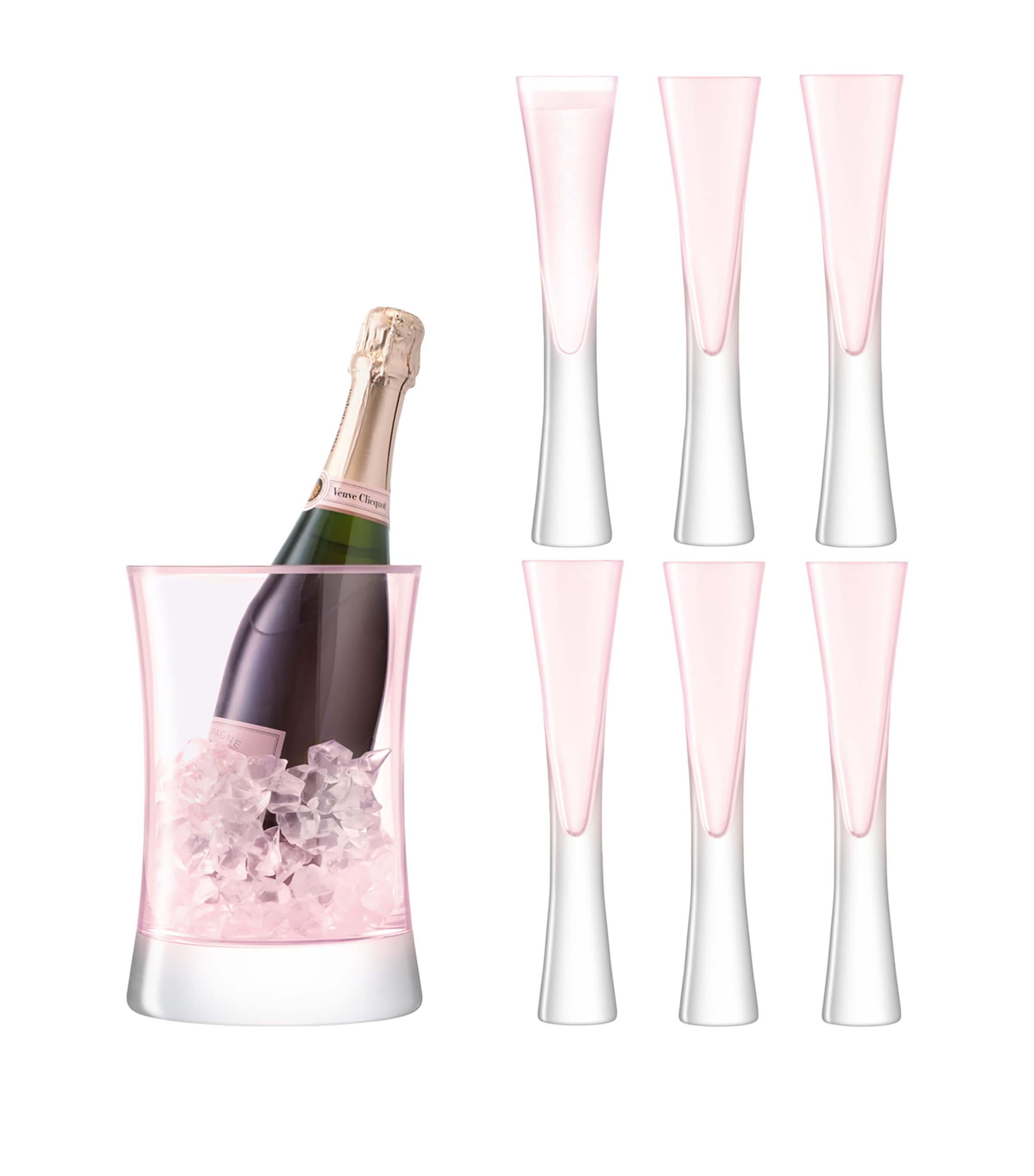 LSA International Moya Champagne Flutes and Ice Bucket Serving Set Blush Pink