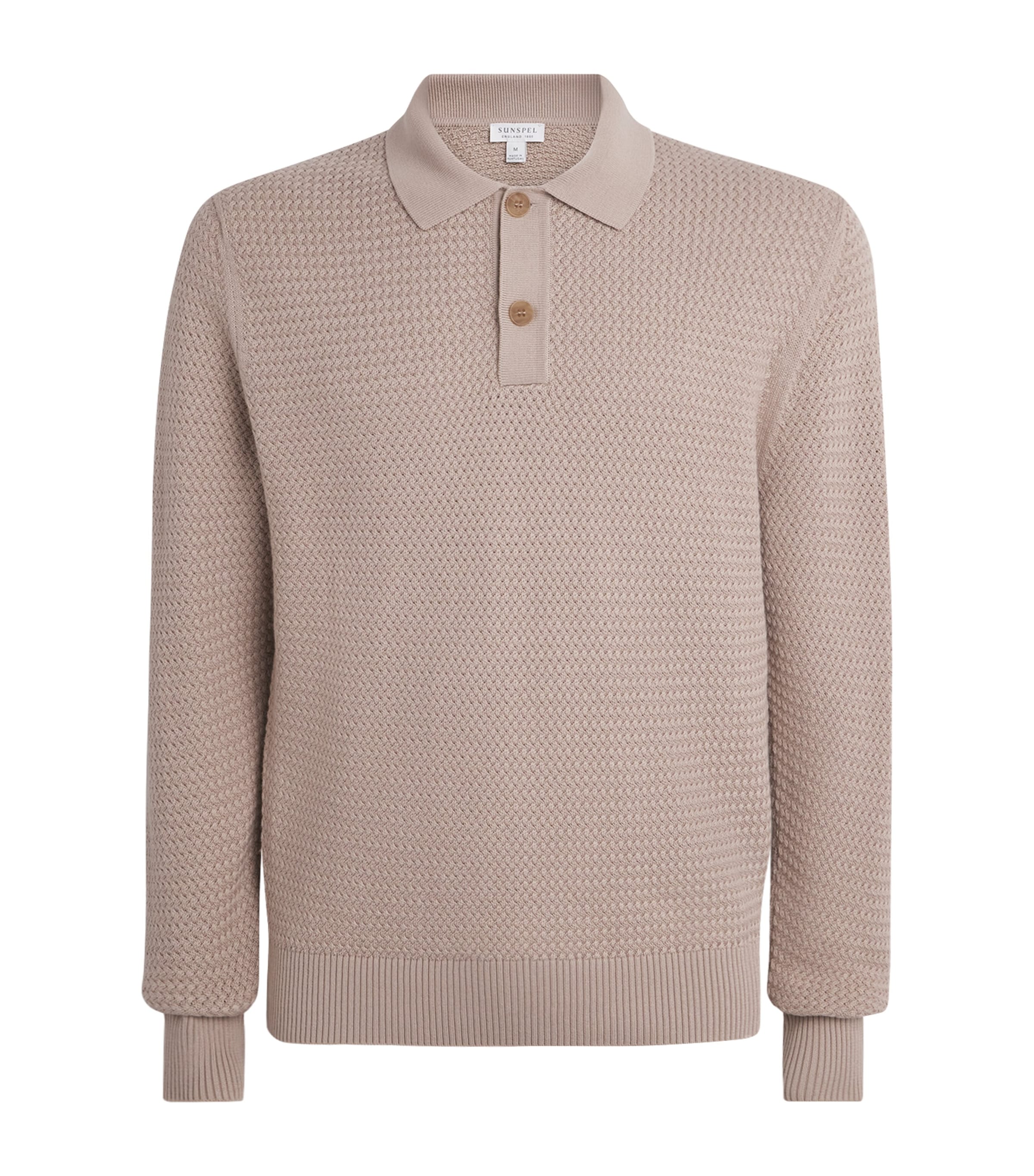 Sunspel Mens Cotton Basketweave Polo Sweater
