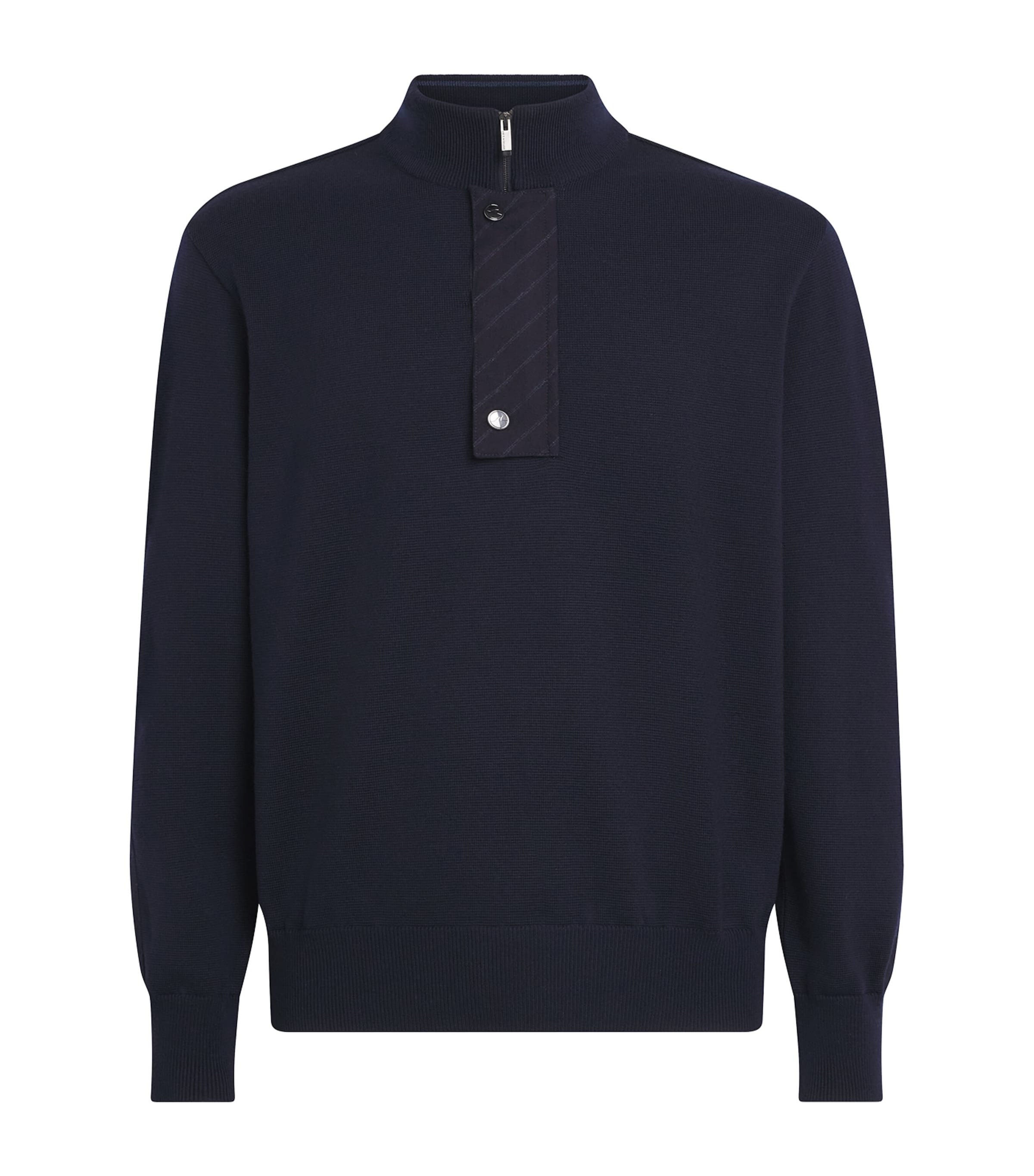 Paul & Shark Mens Virgin Wool Quarter-Zip Sweater Blue