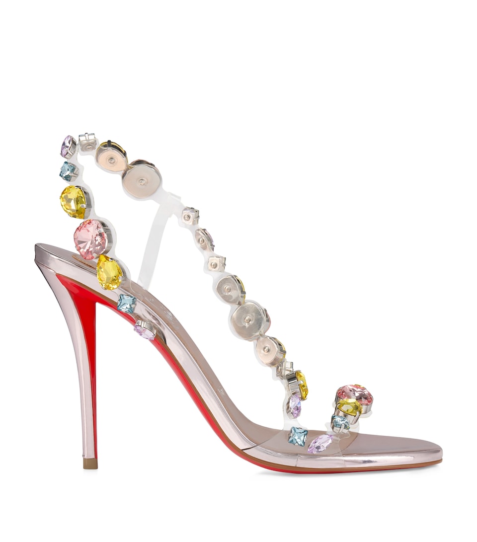 Rosa Z Calf Leather Jewel-Detail Heeled Sandals 100