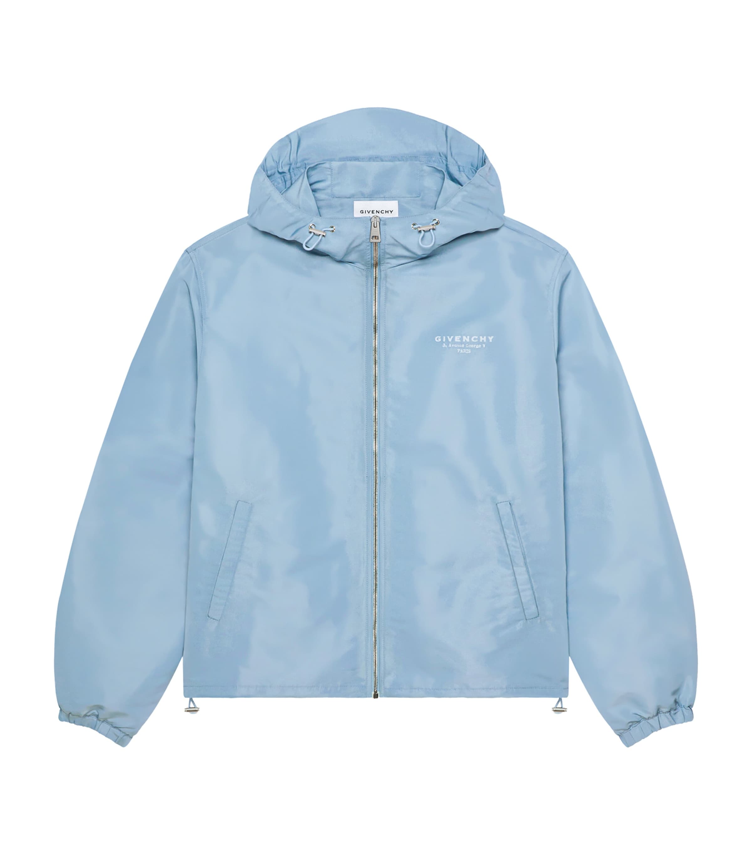 Givenchy Mens Faille Hooded Windbreaker Pale Blue