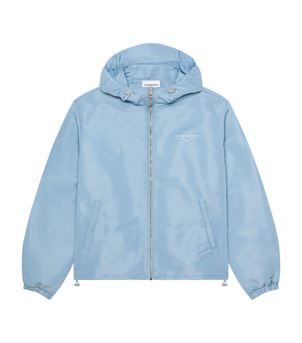 Givenchy Mens Faille Hooded Windbreaker Pale Blue
