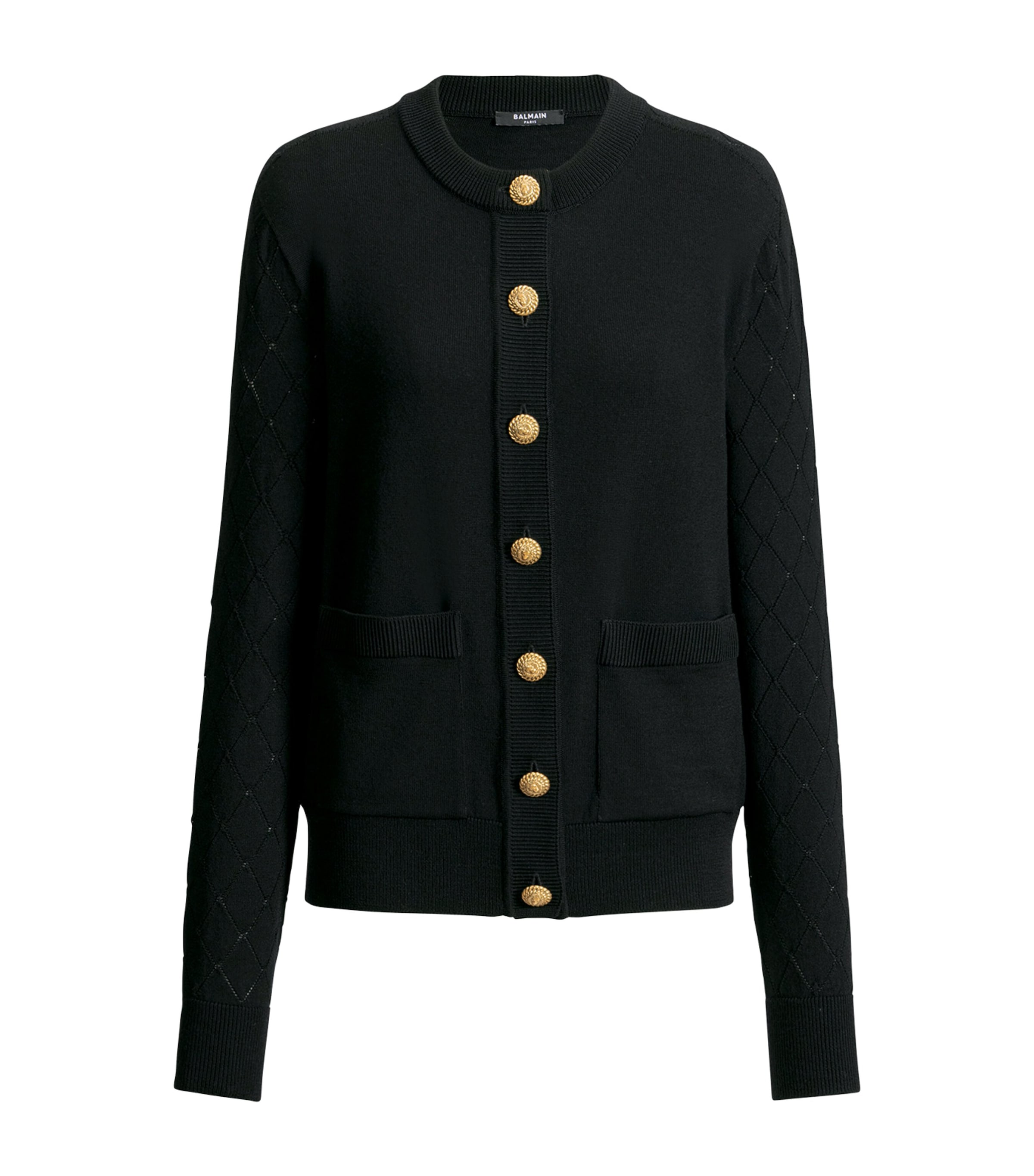 Balmain Womens Merino Wool Cardigan Noir