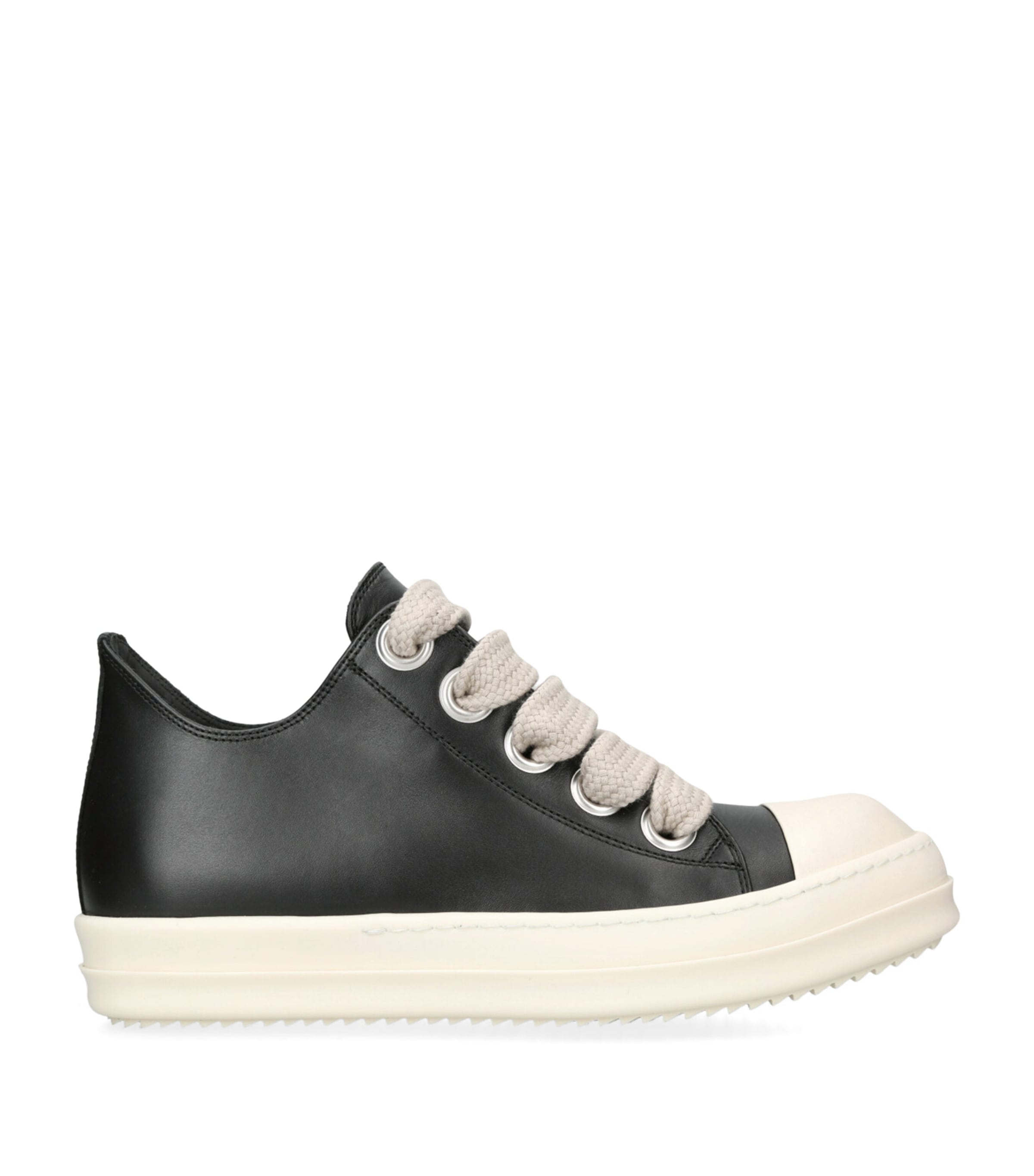 Rick Owens Leather Jumbo-Lace Sneakers Blk/white
