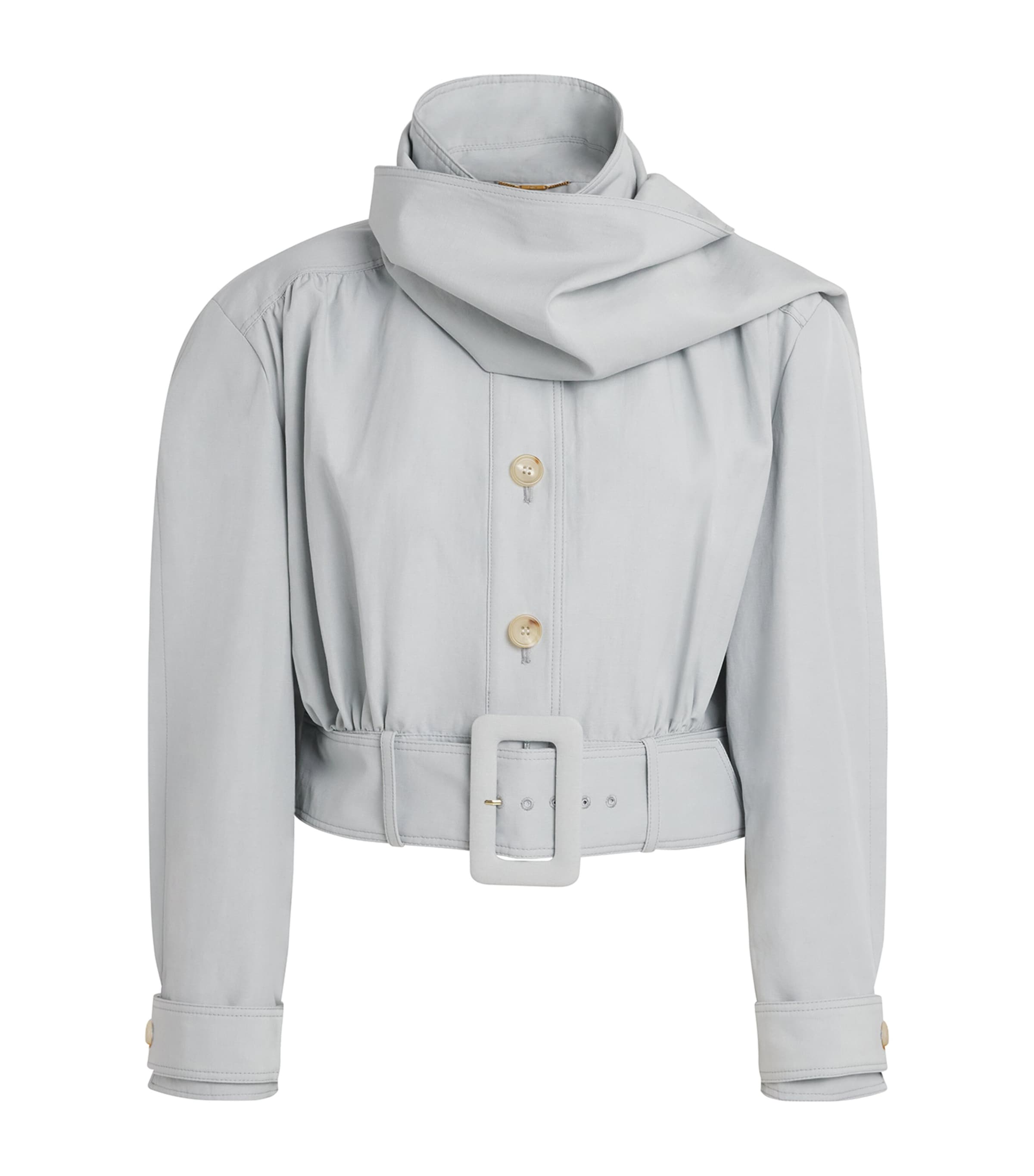 Chloé Womens Scarf-Effect Jacket Storm Grey