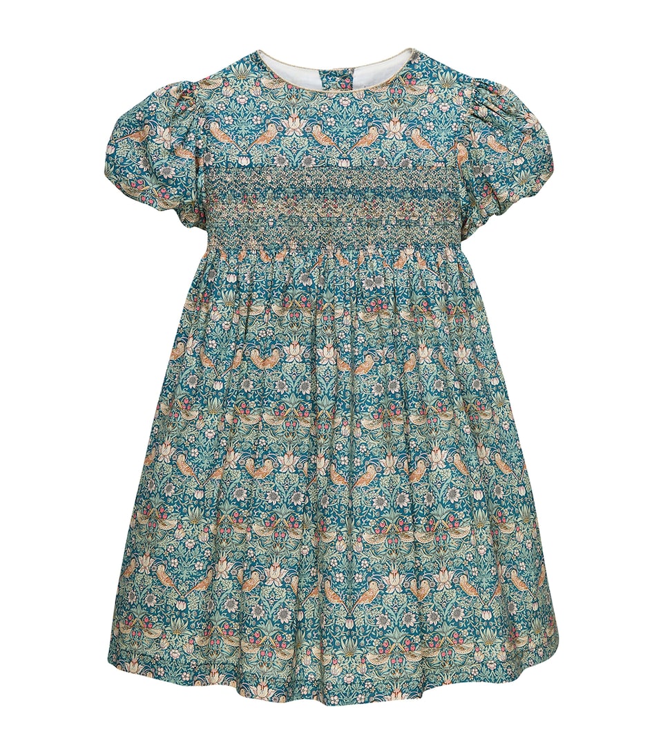 Trotters Cotton Liberty Print Smocked Dress (2-5 Years) Teal