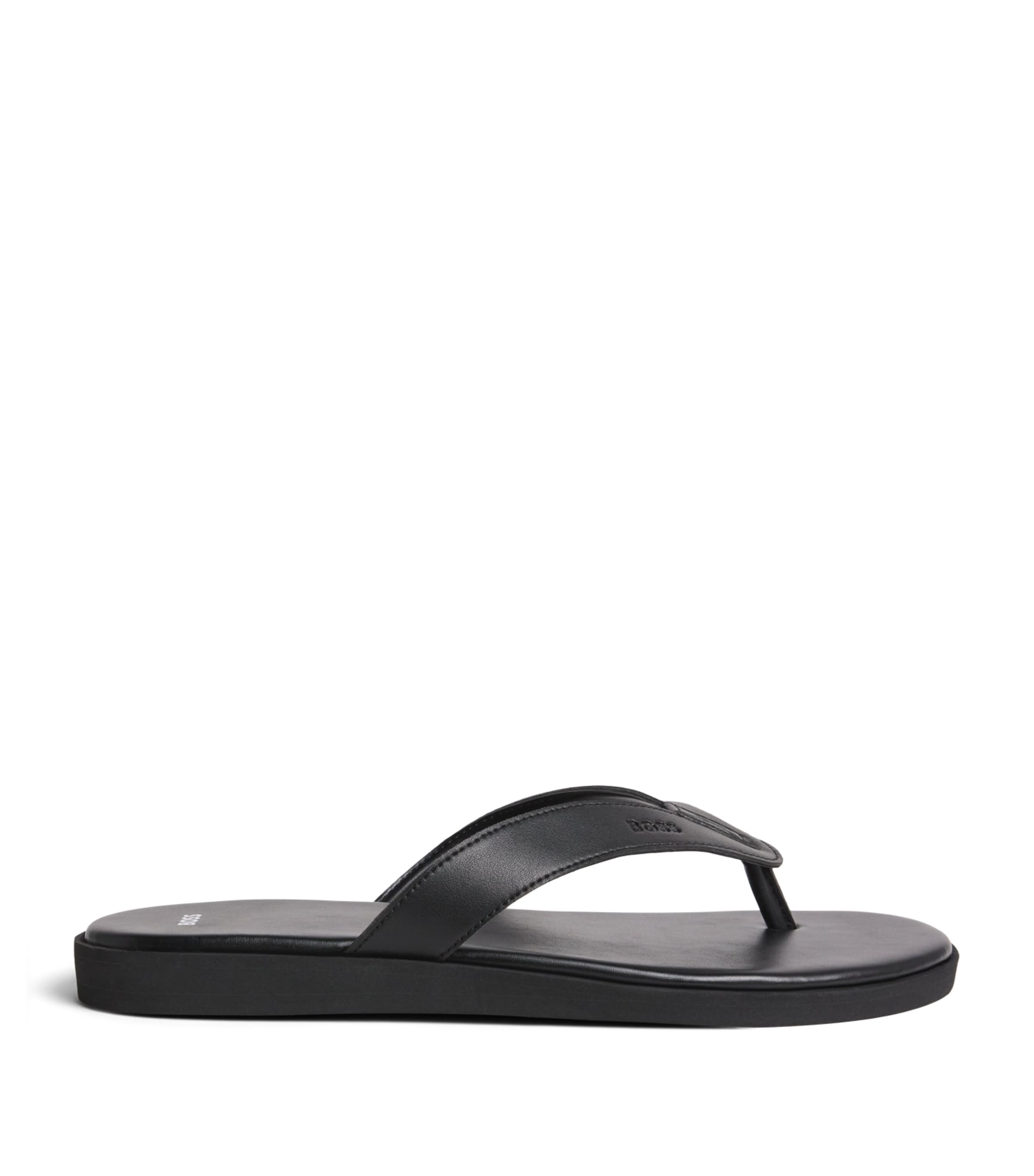 BOSS Faux Leather Farrel Flip Flops Black