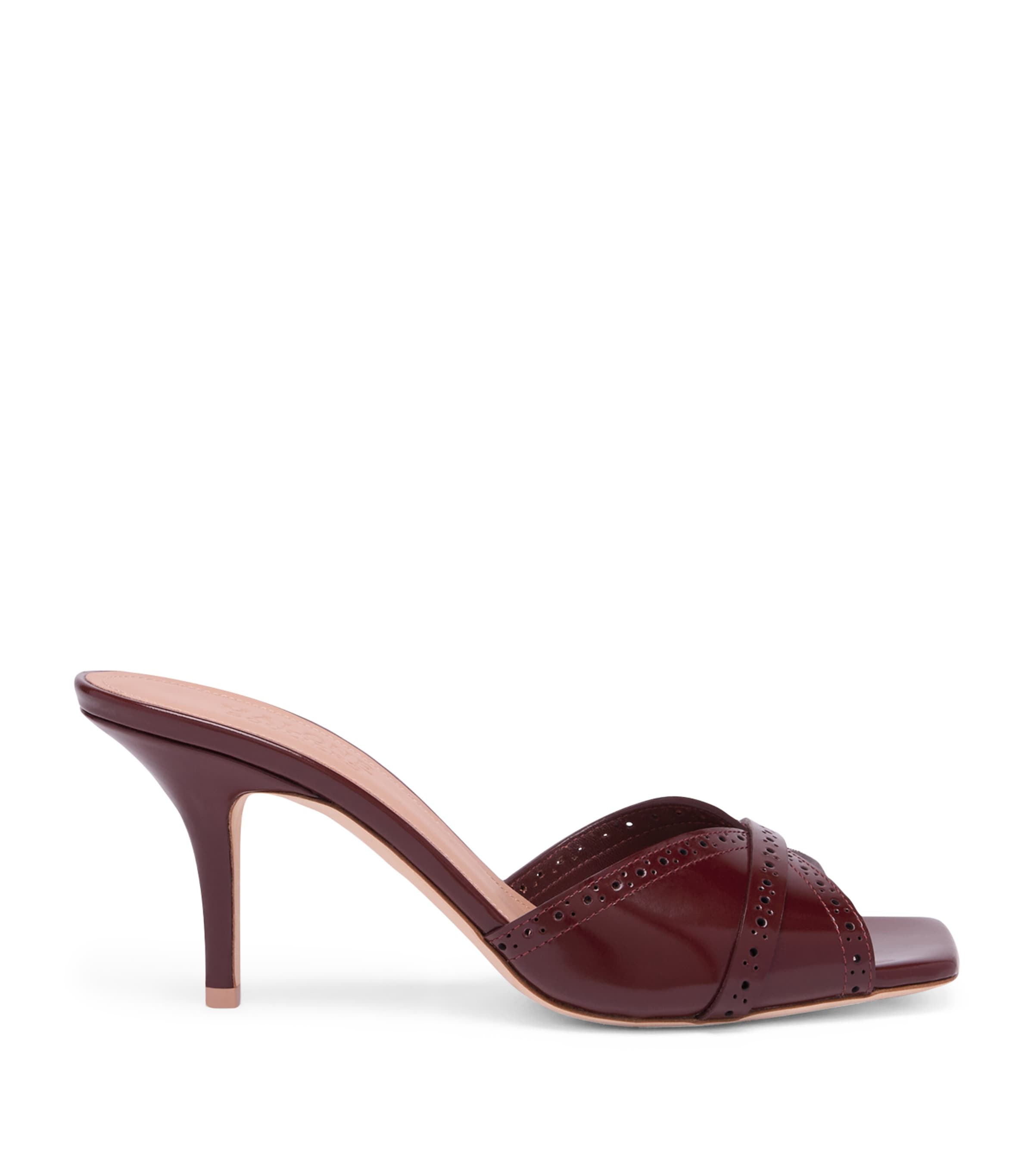 Brushed Leather Perla Heeled Sandals 70