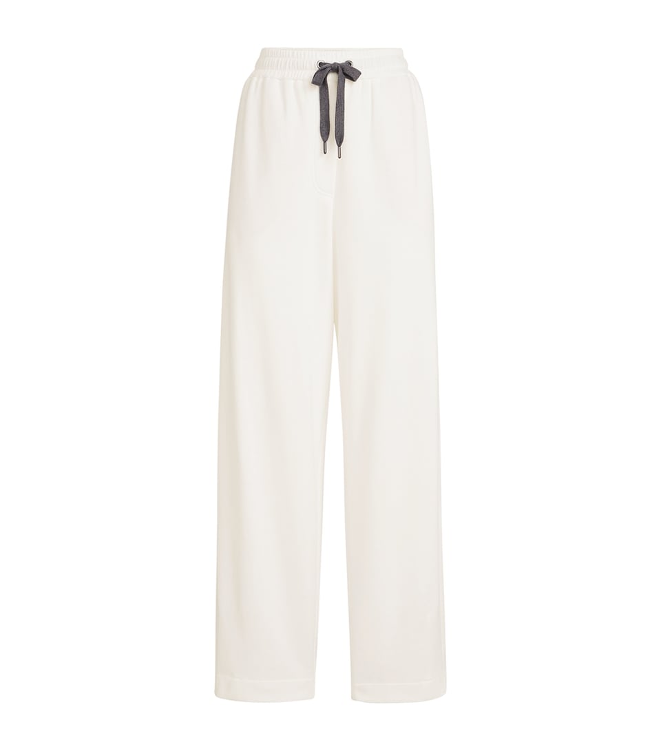 Brunello Cucinelli Womens Piqué Drawstring Straight Trousers White