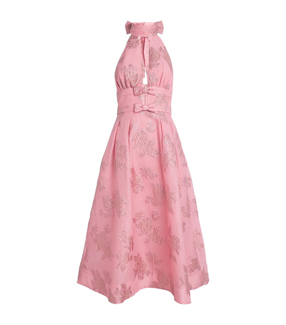 Crepe Floral Embroidery Benette Midi Dress