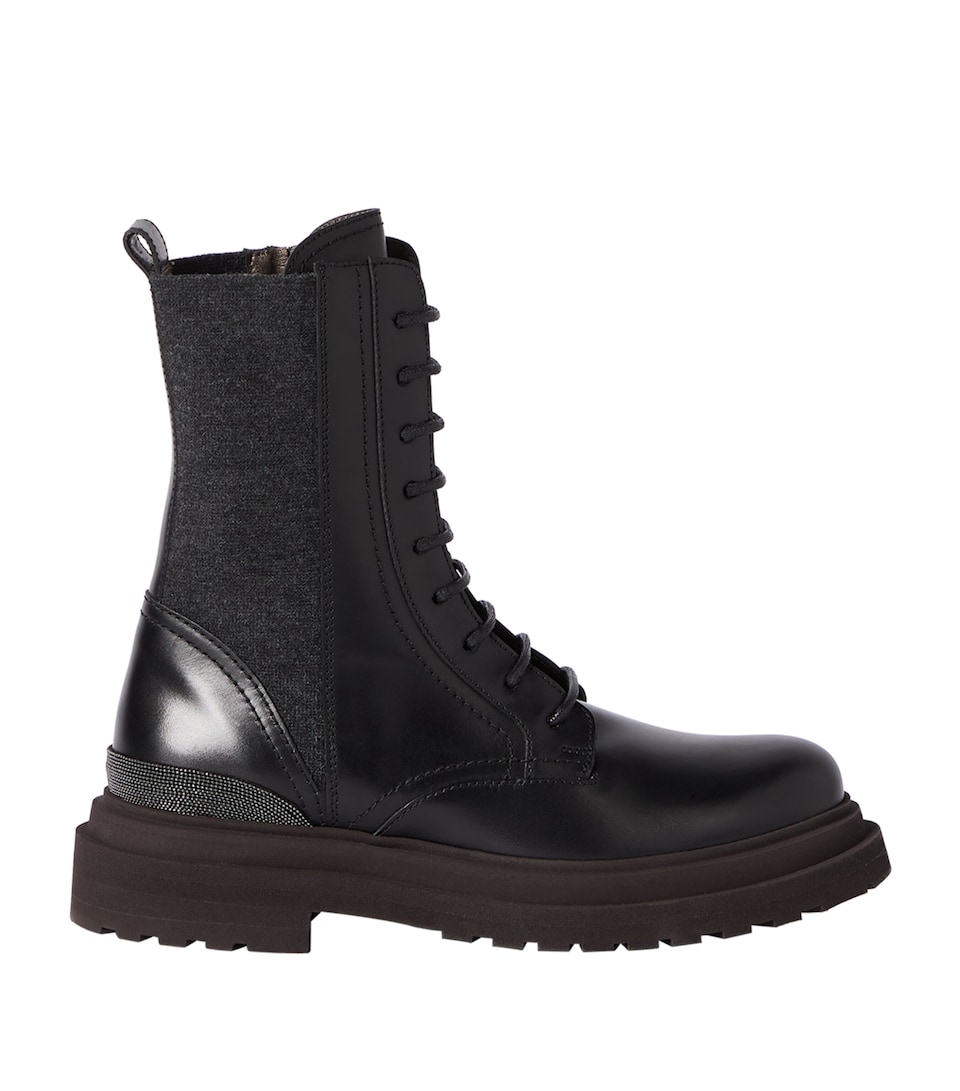 Brunello Cucinelli Leather Monili Ankle Boots