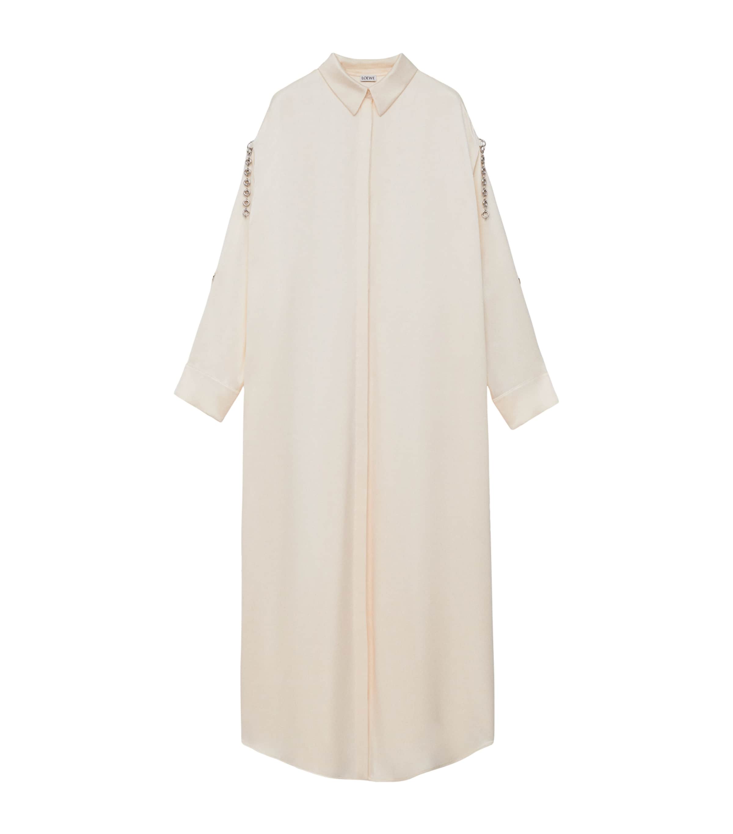 EXCLUSIVE Silk Satin Donut Chain Silver Capsule Shirt Dress