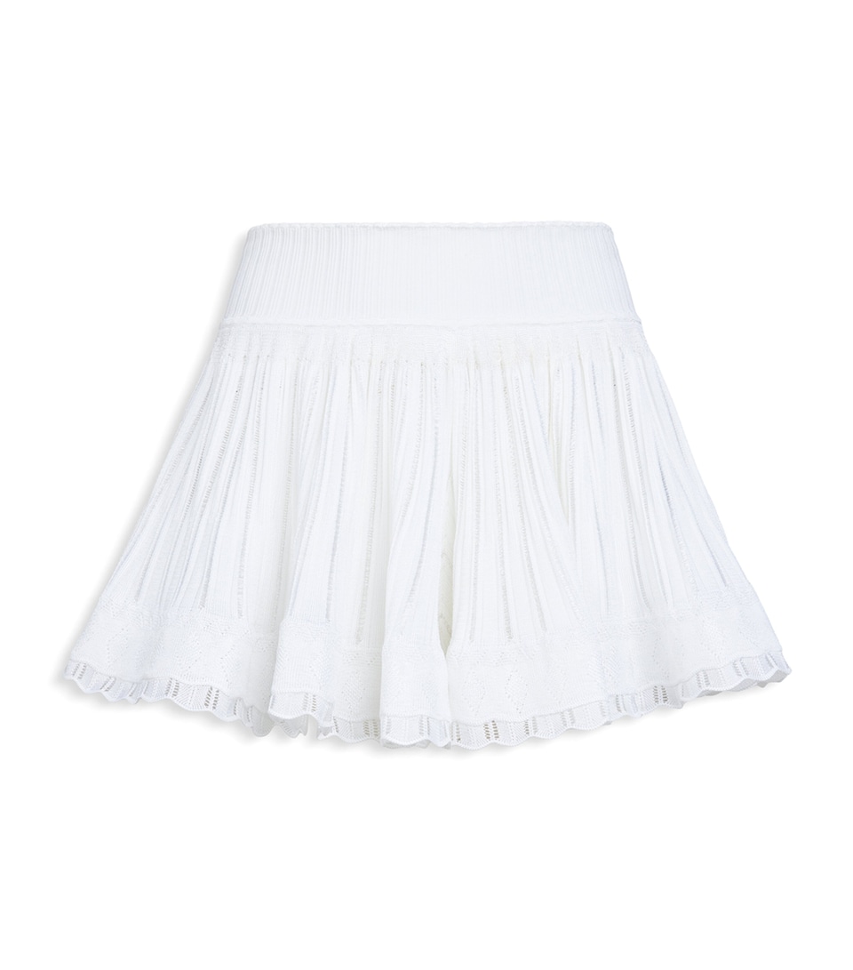 Alaïa Womens Knitted Crinoline Shorts White