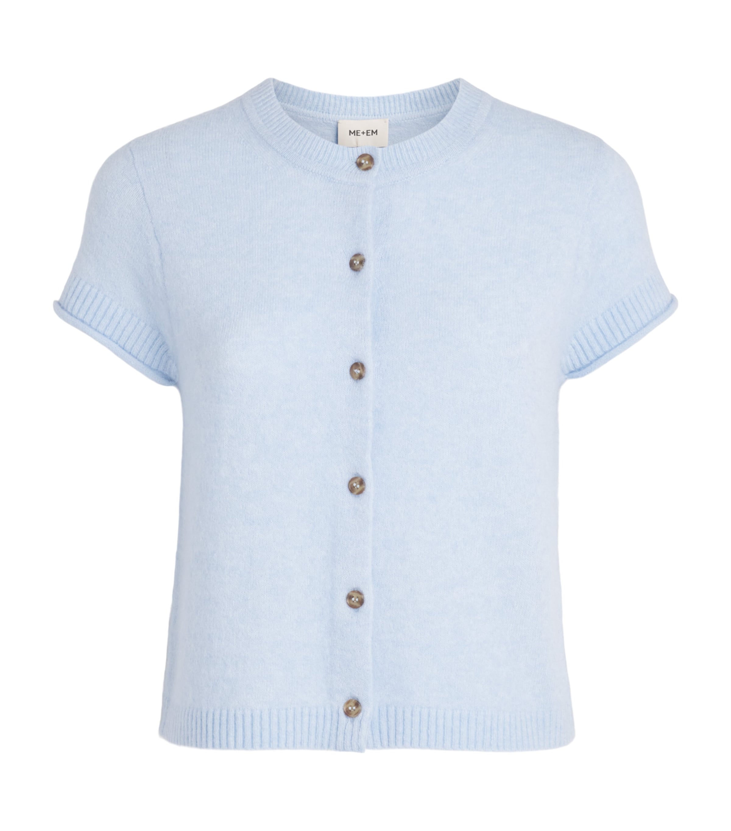 ME+EM Womens Wool-Blend Button T-Shirt Chambray Blue