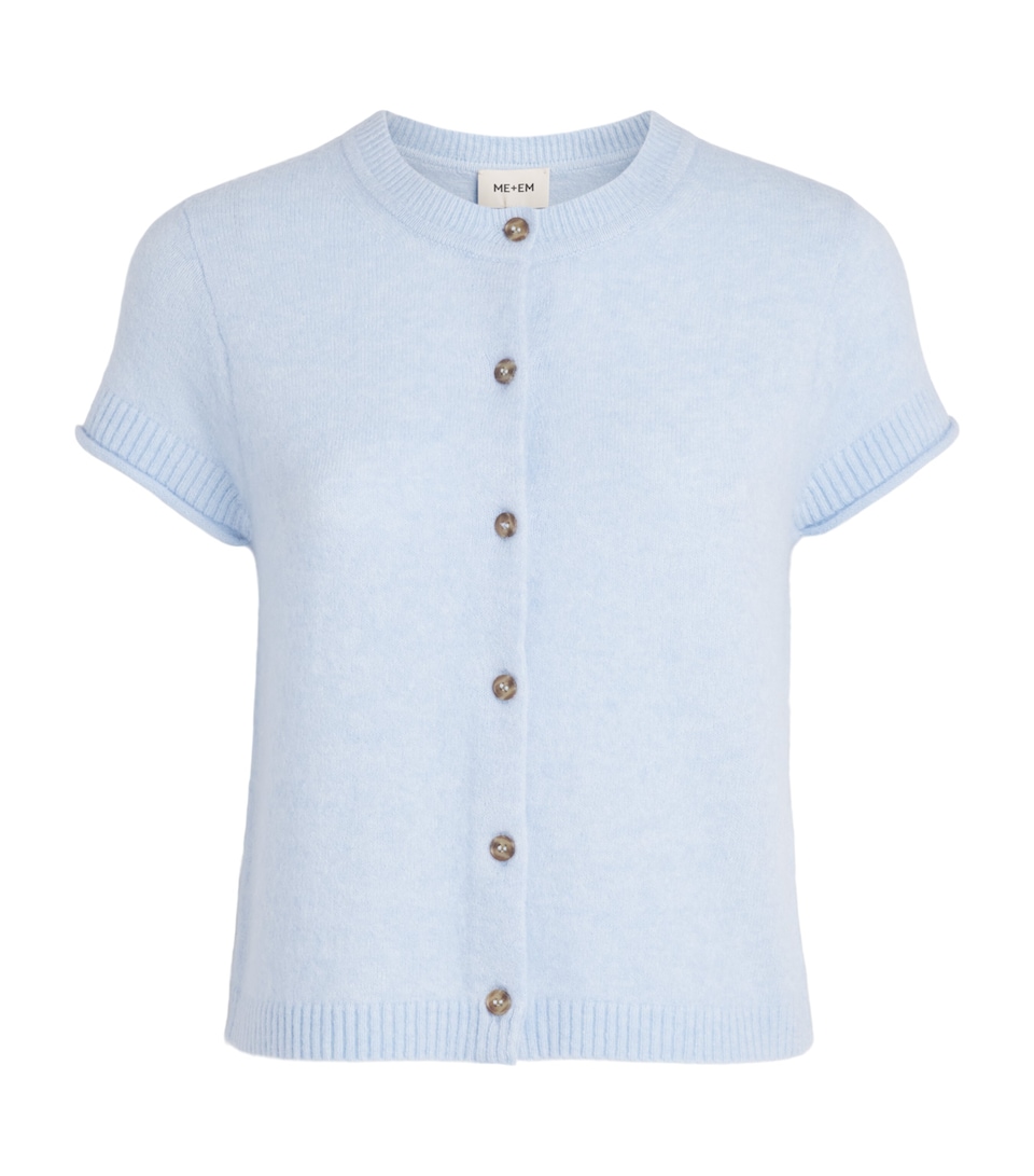 ME+EM Womens Wool-Blend Button T-Shirt Chambray Blue