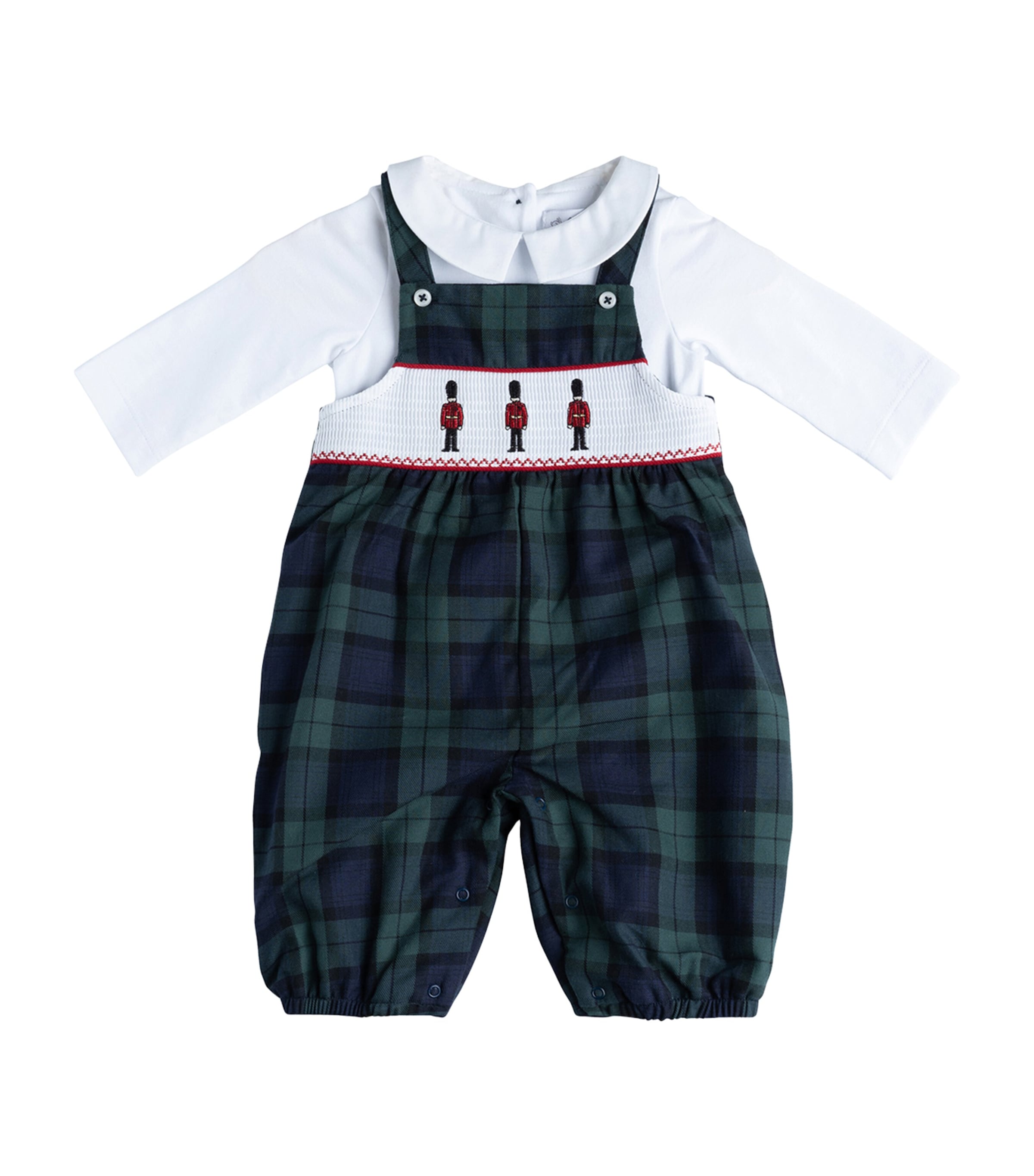 Trotters Cotton Tartan Dungaree Playsuit (0-9 Months) Navy Tartan