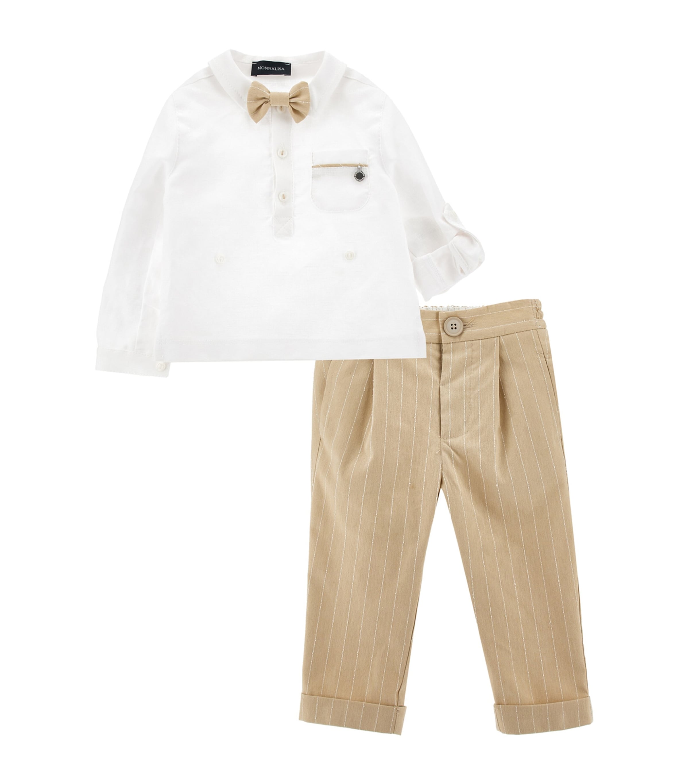 Linen-Cotton Shirt, Trousers and Bow Tie Set (3-36 Months)
