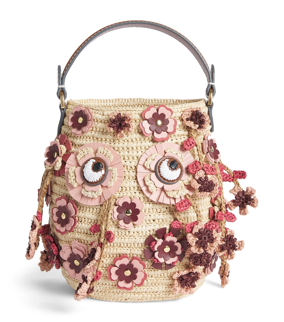 Anya Hindmarch Raffia Blossom Creature Cross-Body Bag Natural/pink