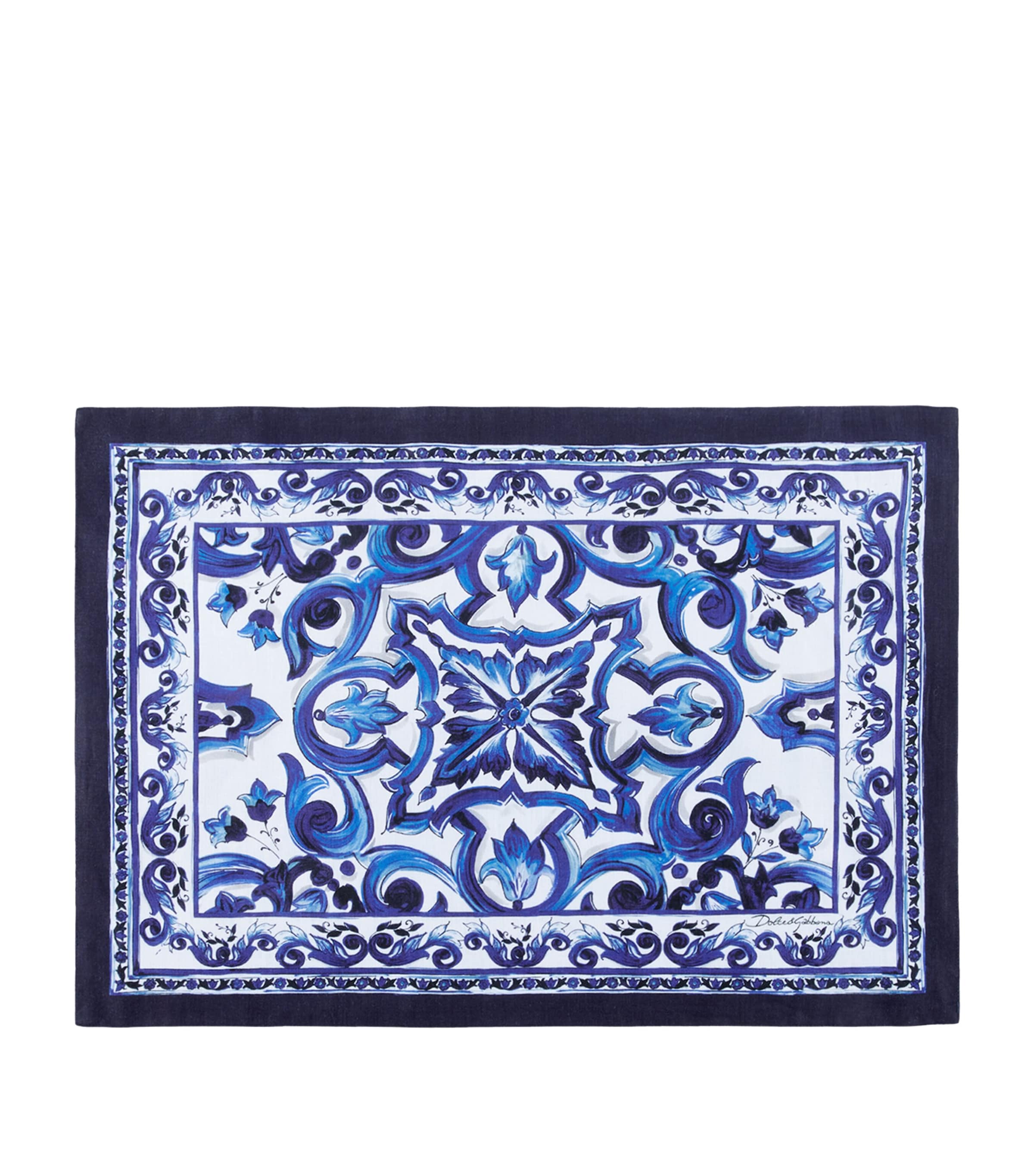 Linen Blu Mediterraneo Majolica Placemat and Napkin Set