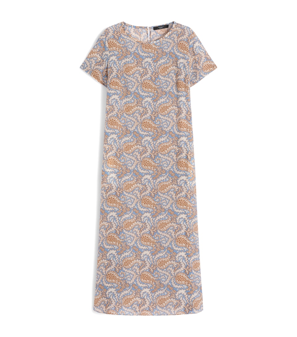 Silk Floral Print Midi Dress