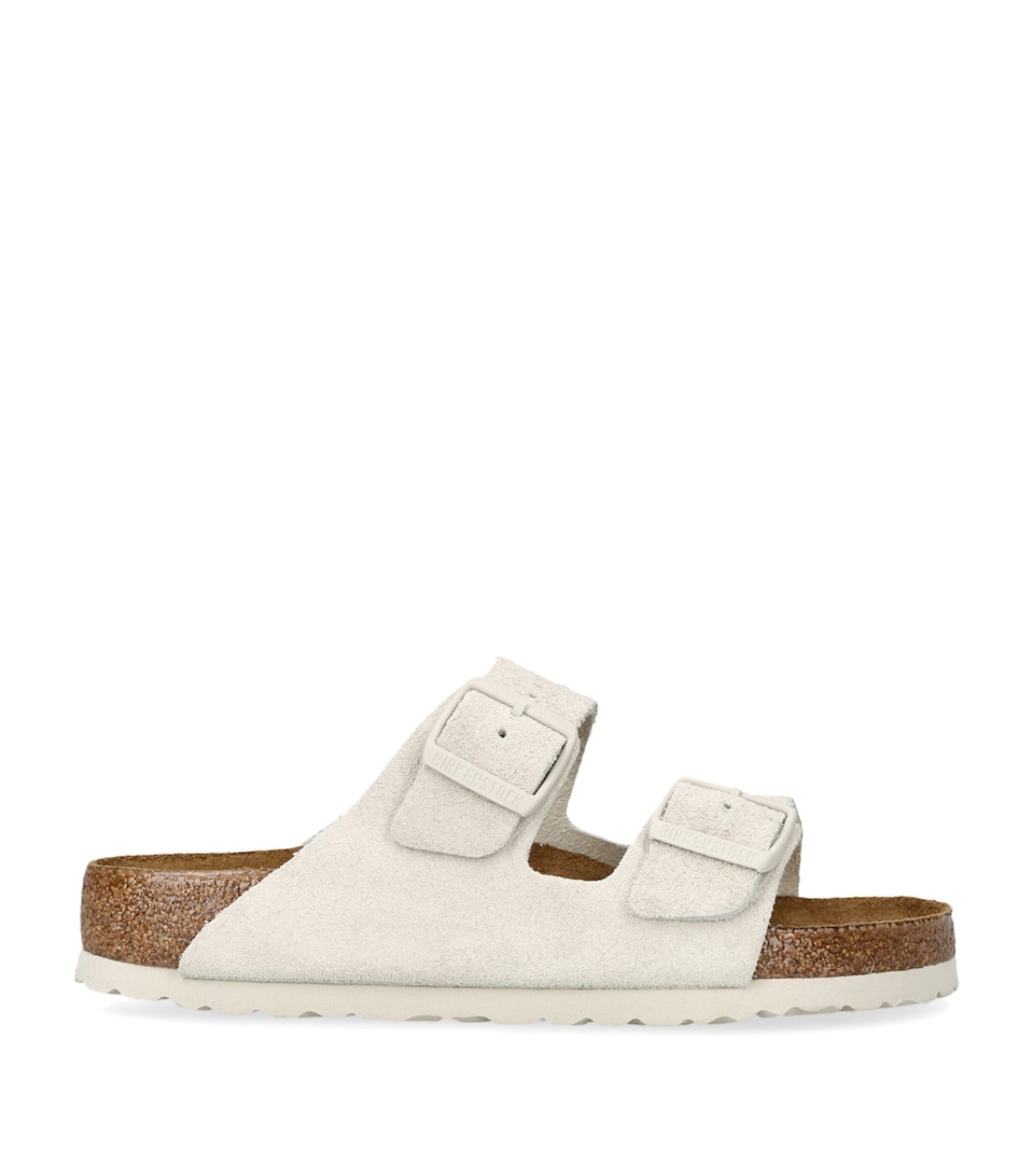 Birkenstock Suede Arizona SFB Sandals (Regular Fit) White