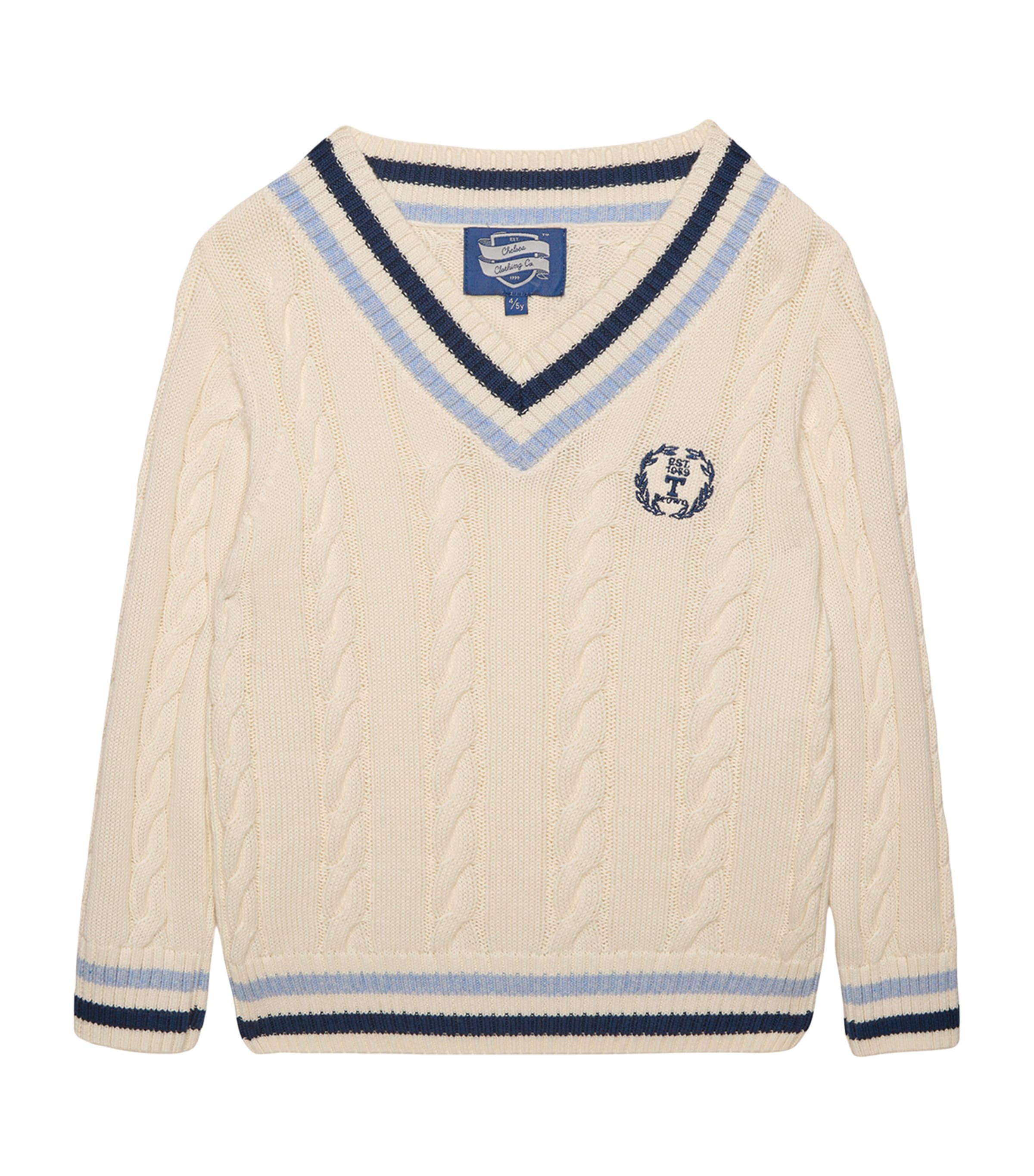 Trotters Cotton Cricket Sweater (6-11 Years) Ecru