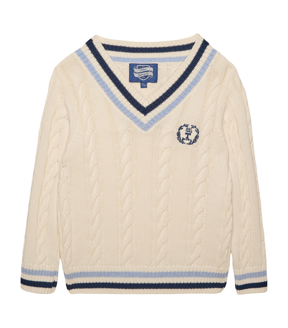 Trotters Cotton Cricket Sweater (6-11 Years) Ecru