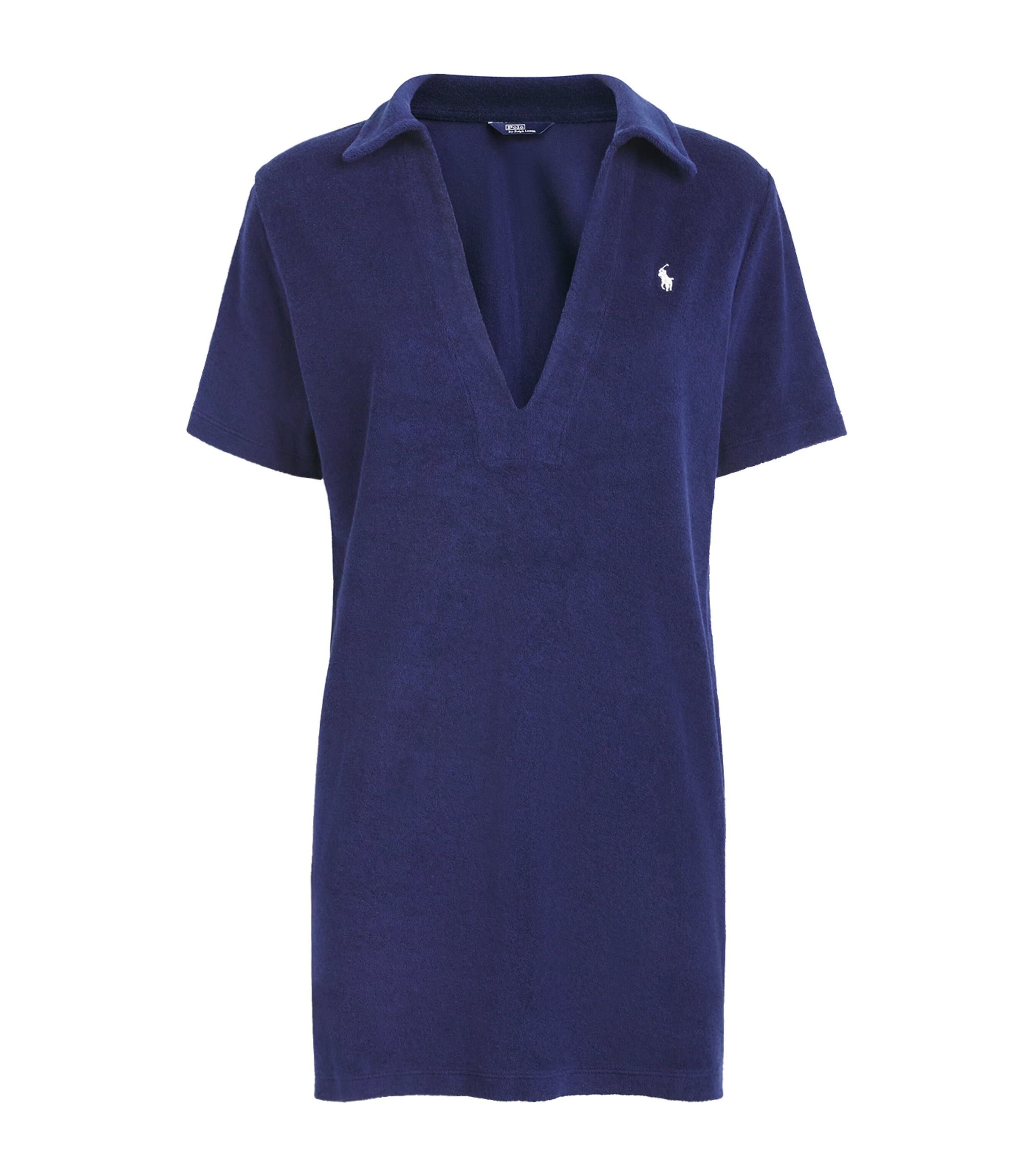 Polo Ralph Lauren Womens Towelling Collared Mini Dress Navy
