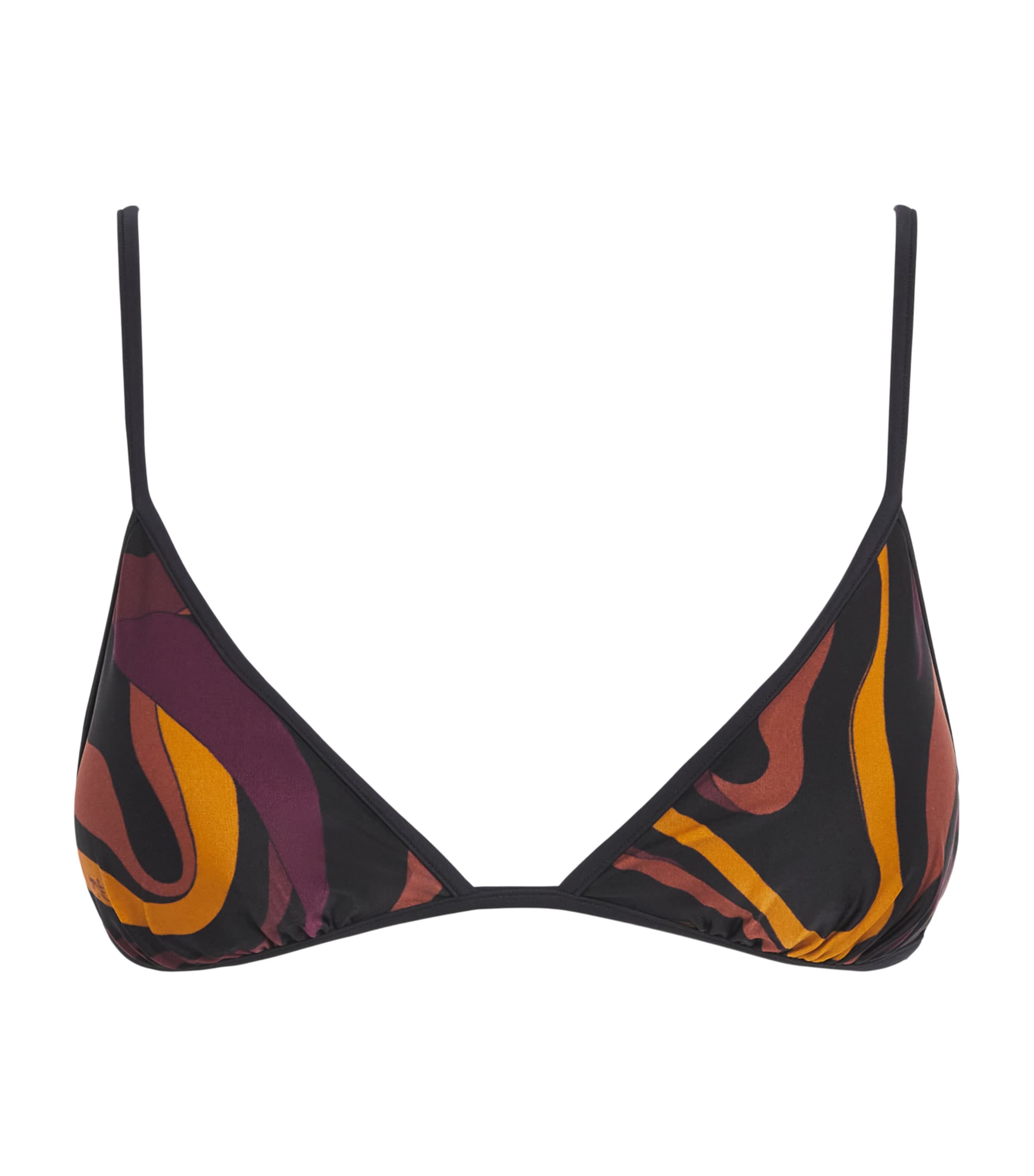 PUCCI Womens Marmo Print Triangle Bikini Top Bordeaux Gold