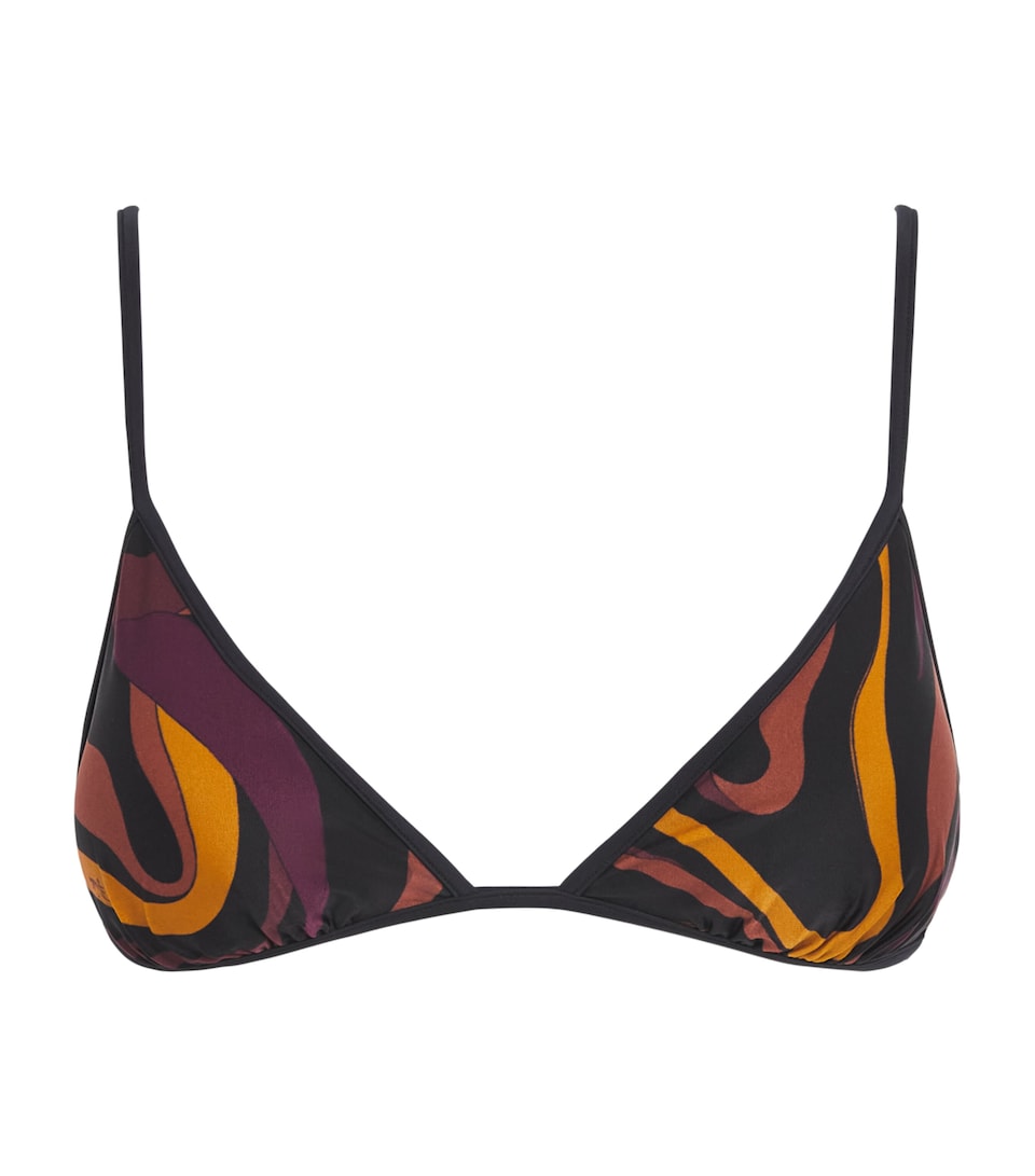 PUCCI Womens Marmo Print Triangle Bikini Top Bordeaux Gold