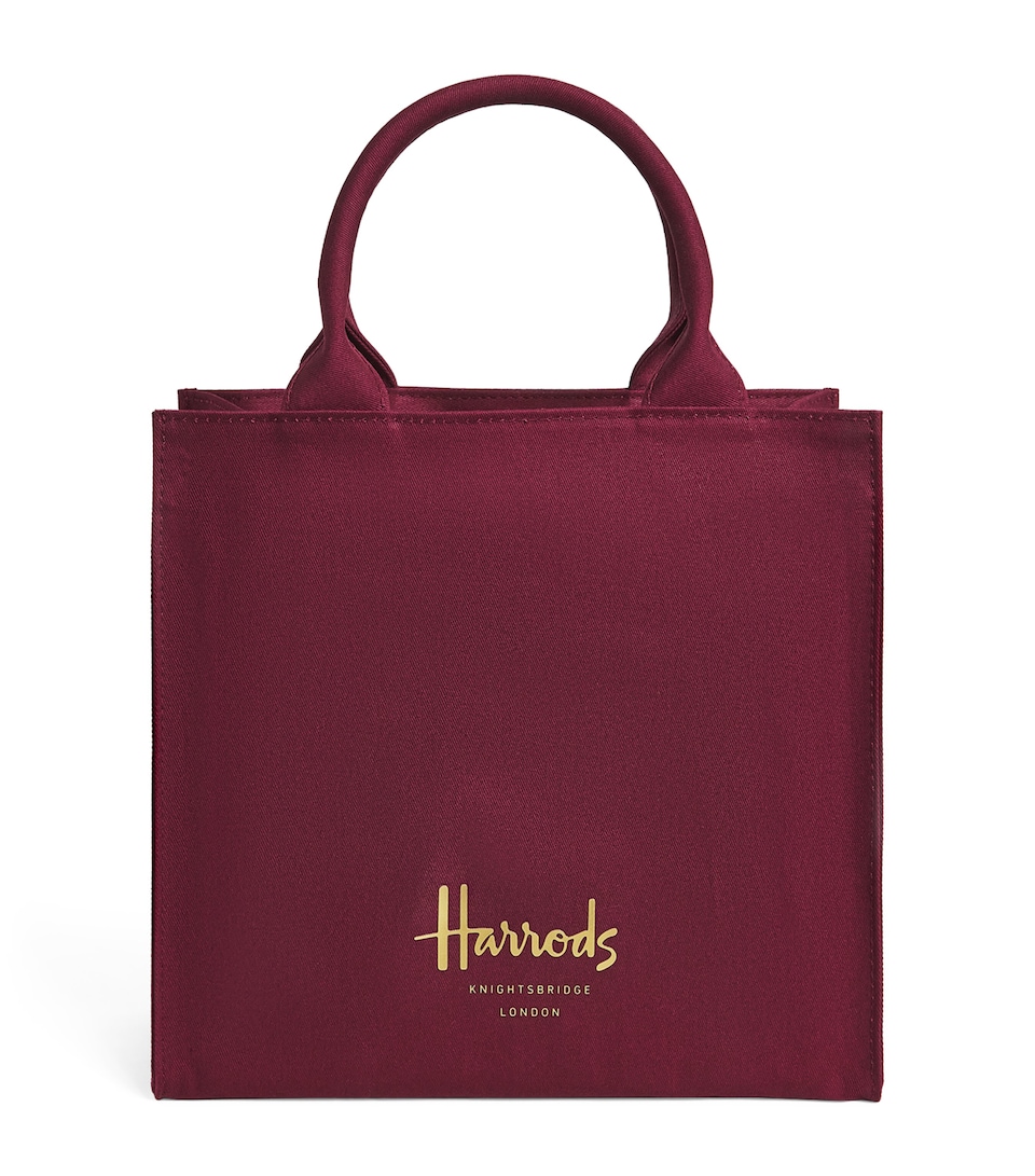 Harrods Small Logo Tote Bag Burgundy