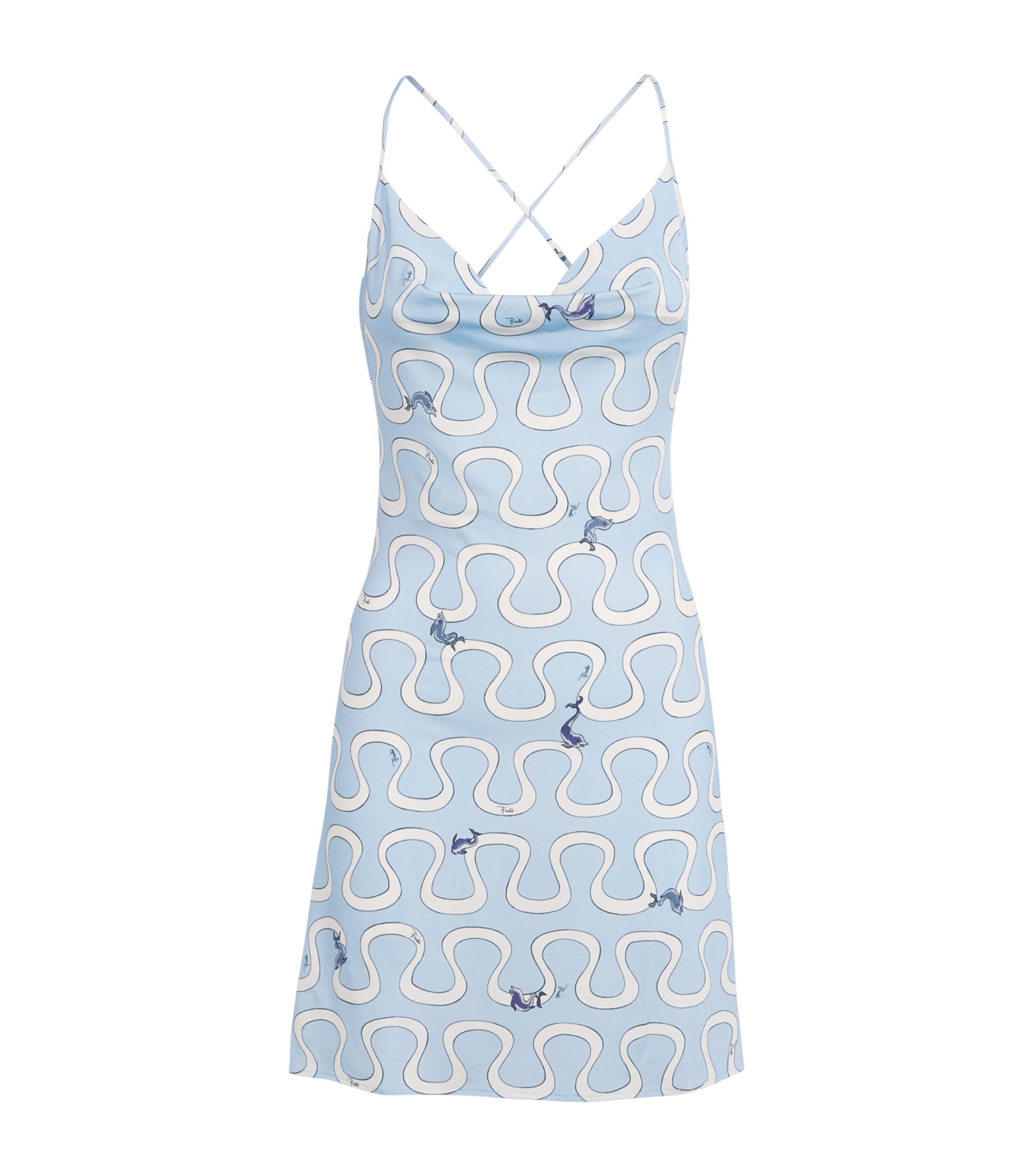 PUCCI Womens Jersey Print Mini Dress Light Blue