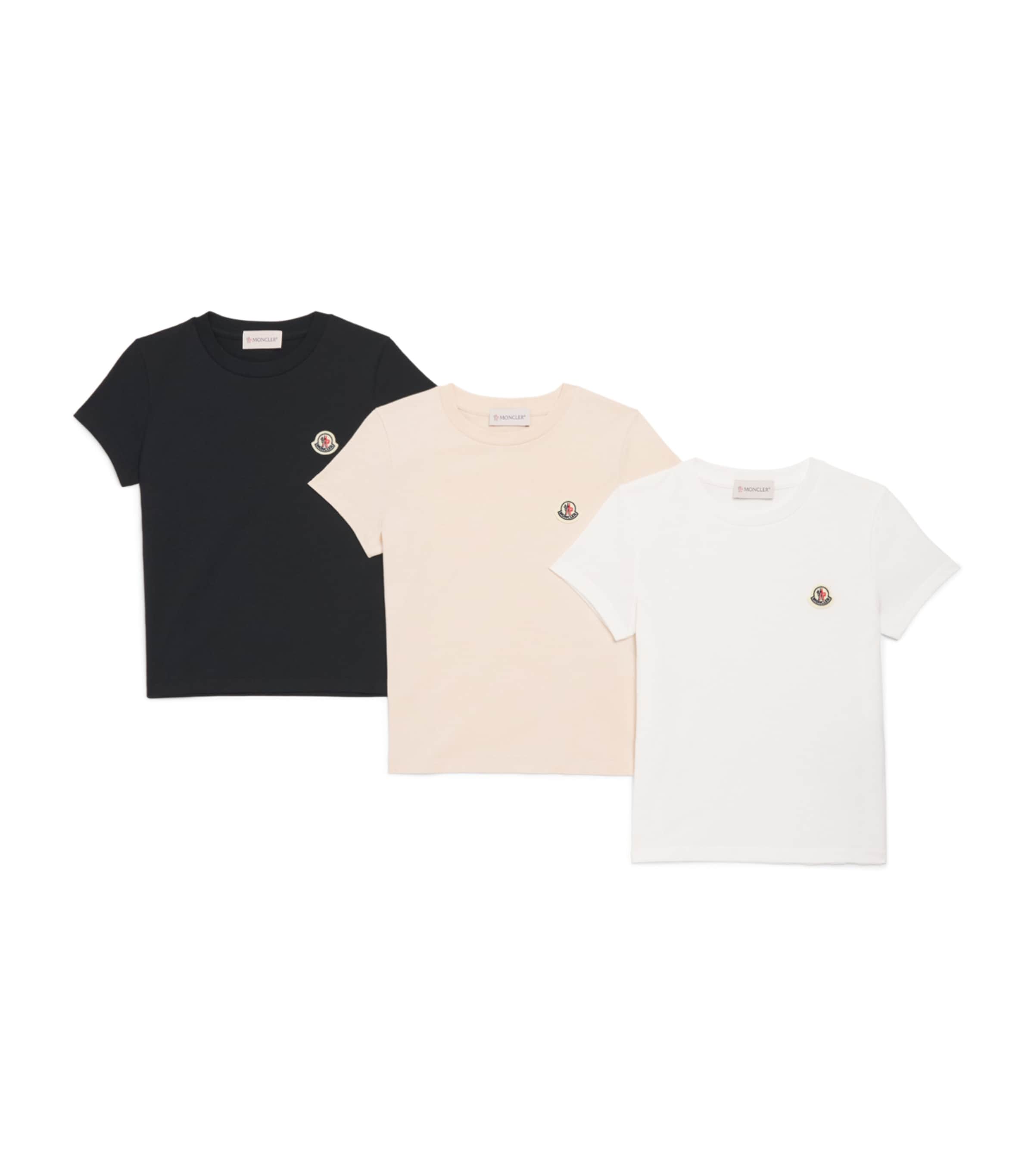 Moncler Enfant Set of 3 Cotton Logo-Patch T-Shirts (4-6 Years)