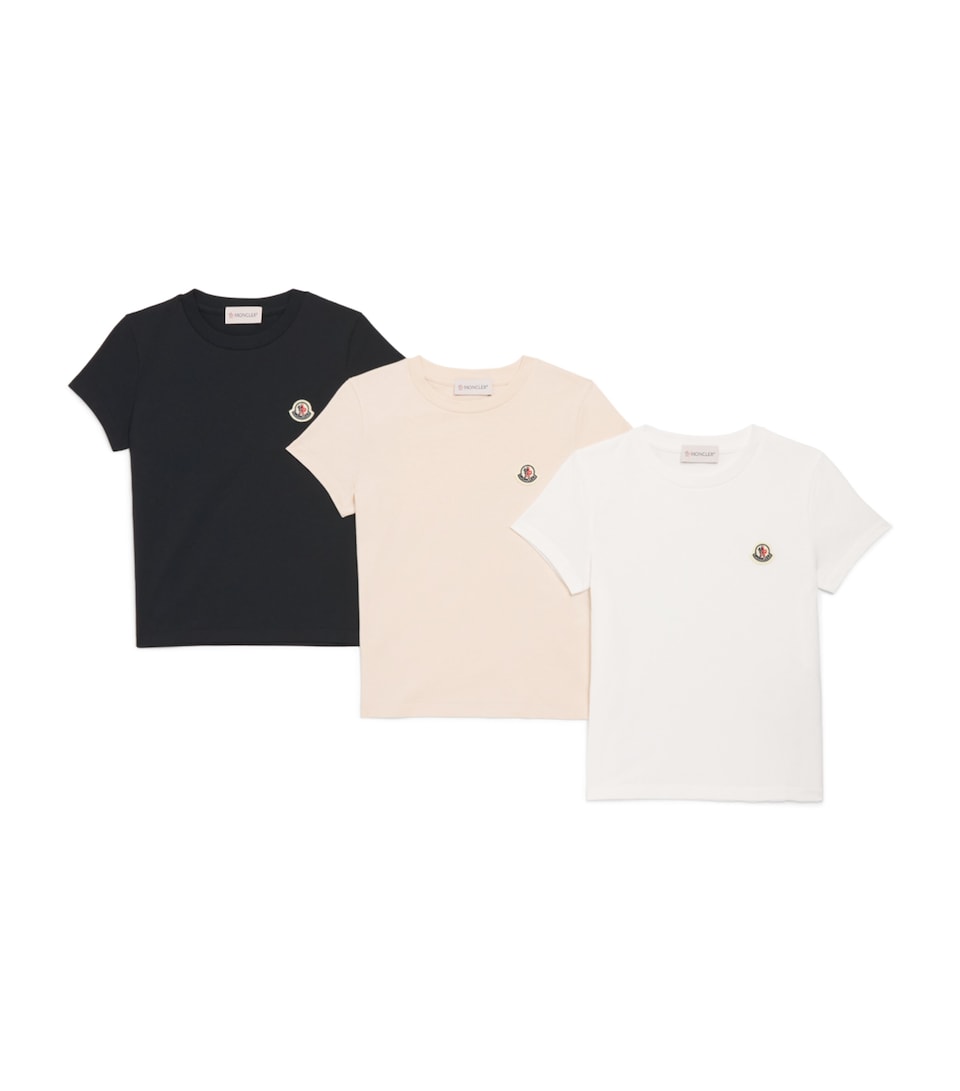 Moncler Enfant Set of 3 Cotton Logo-Patch T-Shirts (4-6 Years)