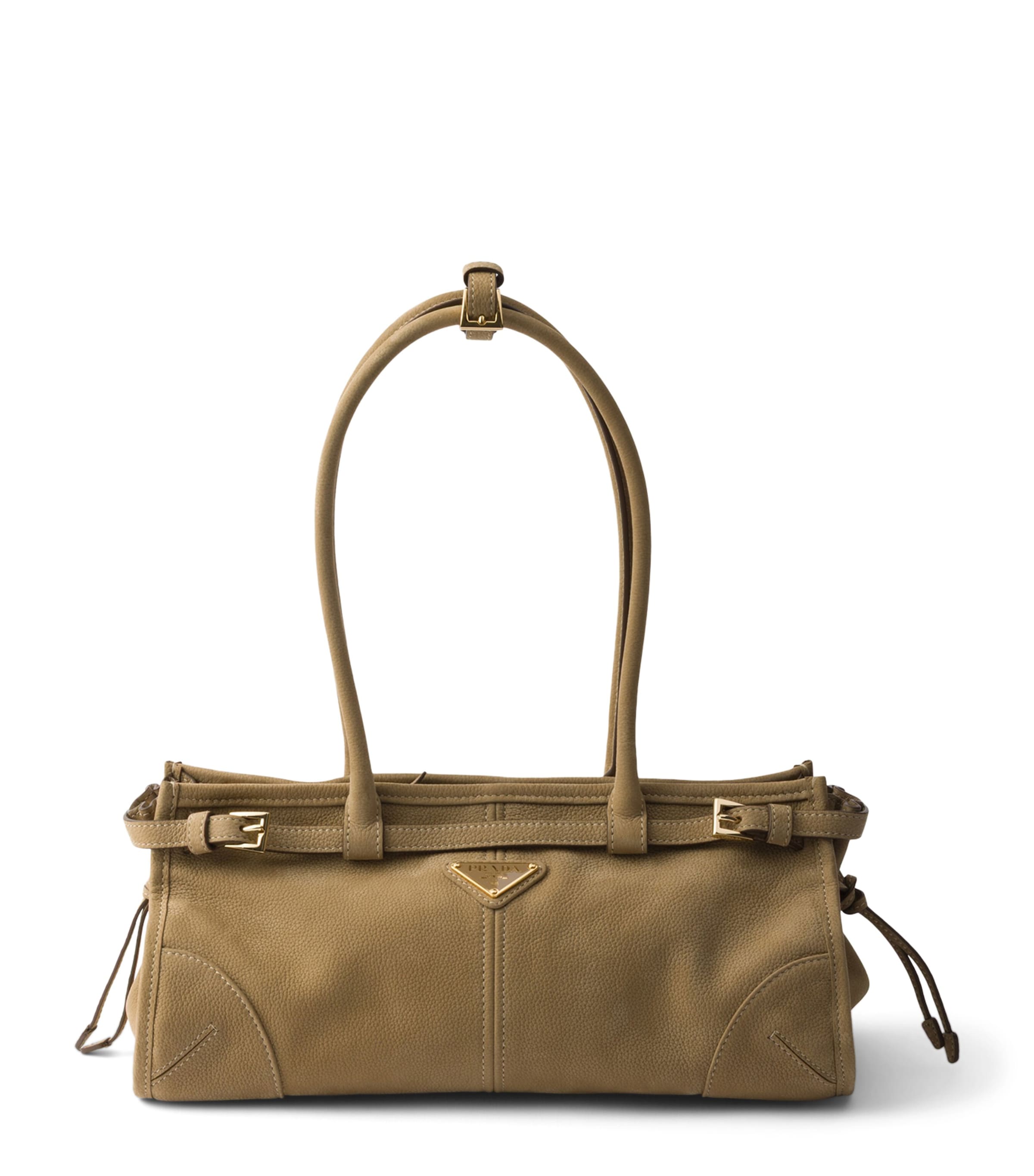 Prada Medium Nubuck Leather Shoulder Bag Neutral