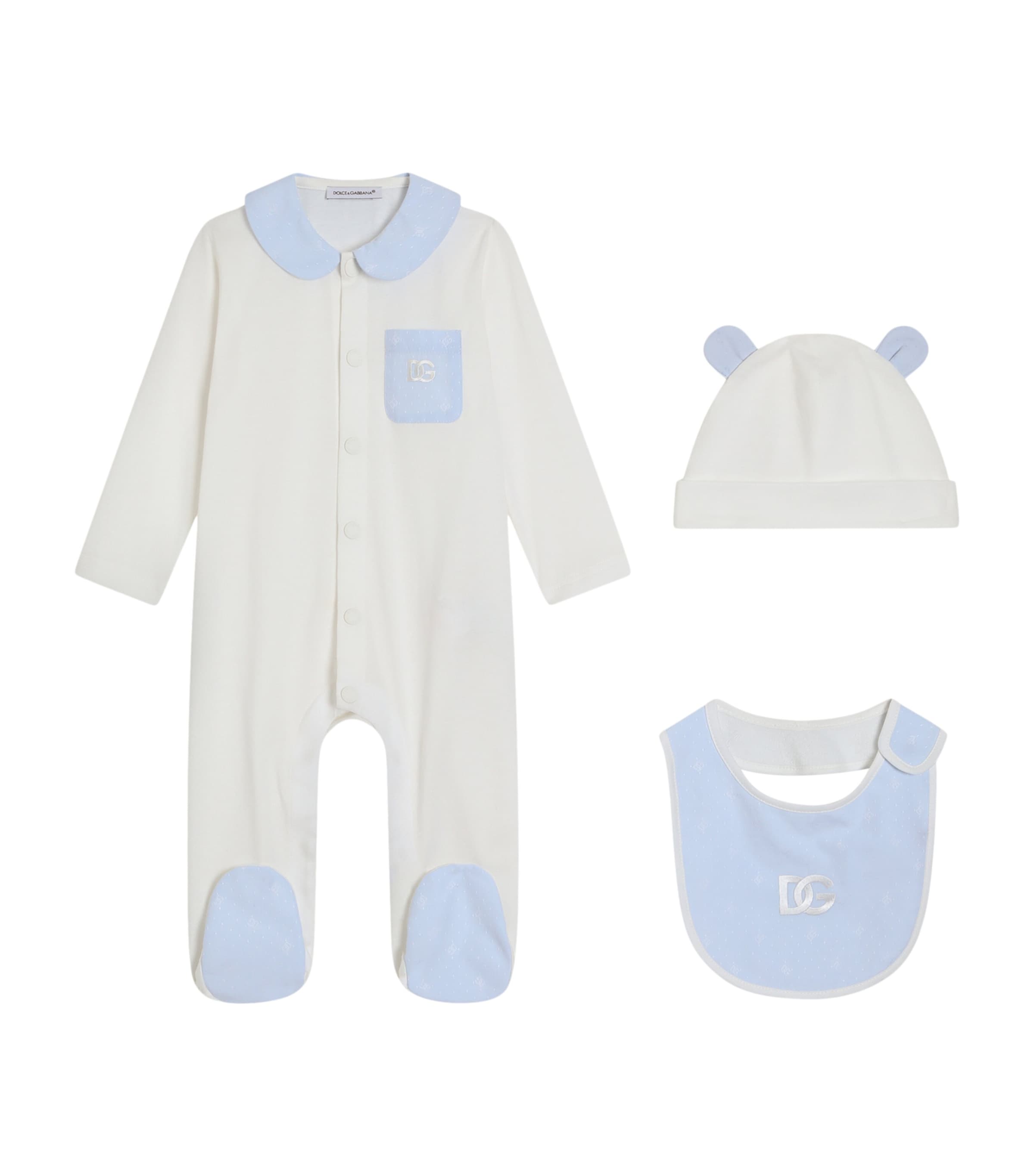 Cotton All-In-One, Bib and Hat Set (0-24 Months)