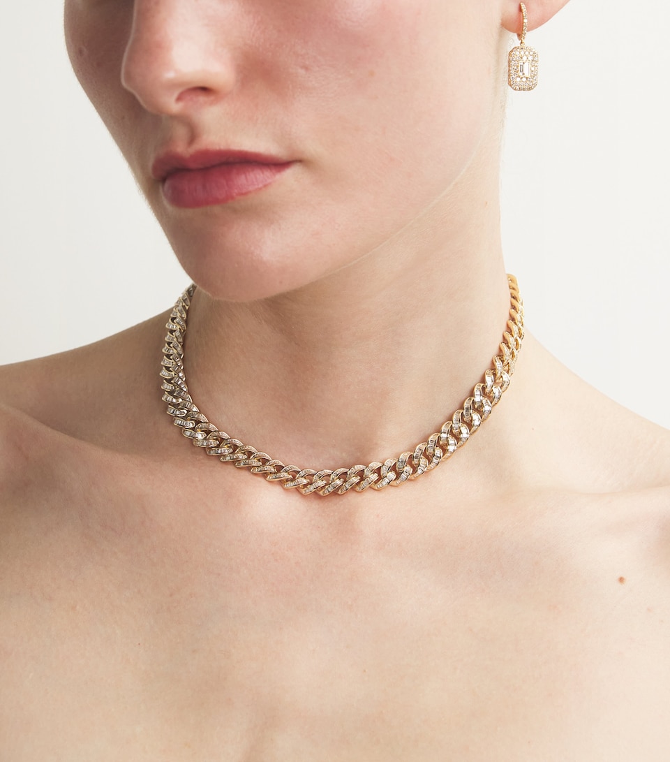 Yellow Gold and Diamond Baguette Essential Link Necklace